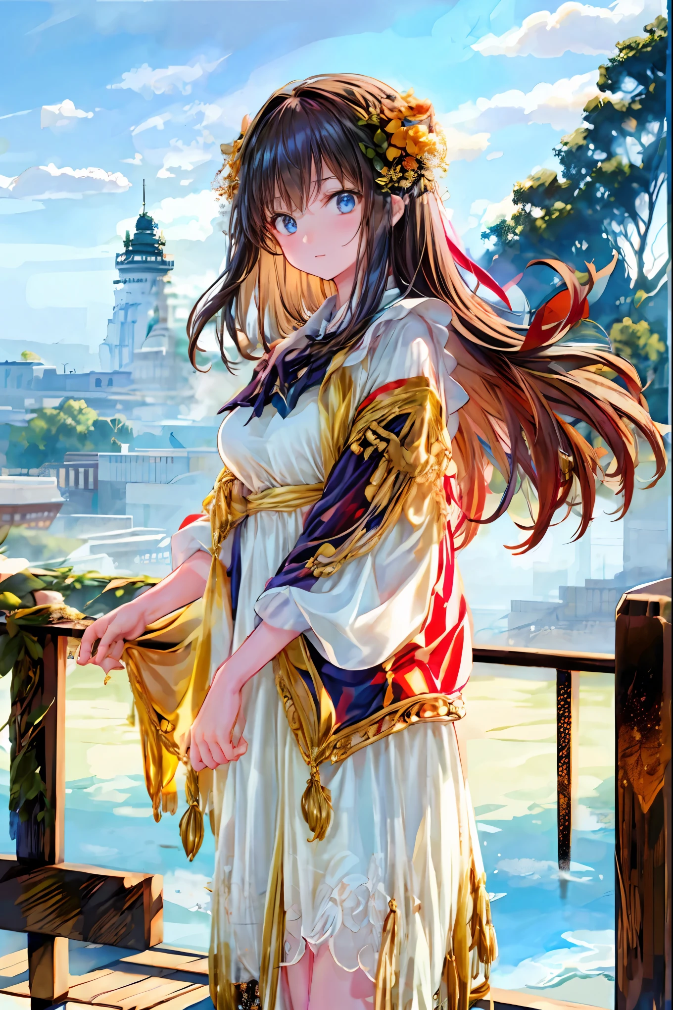 Girl、My hair flutters in a strong wind,Strong winds,Leaves fluttering,Illuminated by a Mysterious Summon、Moment where ordinary everyday life completely changes,High Quality 4K Realistic Depiction,Becomes the central character of the story due to special events,Tokyo Disneyland,Tokyo Disneylandの活気に満ちた魔法のような雰囲気の中を歩く, casual clothes、cute clothes、Cinderella Castle can be seen in the background, warm sunshine、The vibrant and cheerful atmosphere of Disneyland,Families and couples pass by,開いた扉から吹き込むStrong windsに照らされ、Awakening by a Spotlight,Blue Sky、 vast plains 、Dense forest、Rocky Mountain、Fantastic Light、Signs of Life。cinematic lighting、ultra high definition、Three-dimensional lighting、masterpiece、sharp focus、dynamic pose、8K、intricate details、A magnificent composition、vivid colors、Amazing Visual Effects、movie、Dramatic Atmosphere