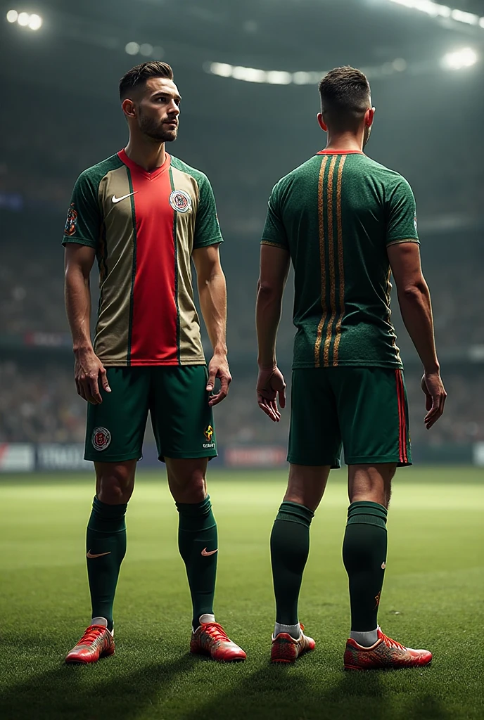 (Masterpiece), 8k, 16k, uhd, (best quality), (fantasy photography, epic imagination), ((no )), Norge girl on the Chelsea football pitch, holding a football with her hands, tender, movie scene, Spanish national football team uniform, high-waisted sports shorts with transparencies, Brazilian national football team uniform, blonde woman, red-haired woman, (ideal human proportions)