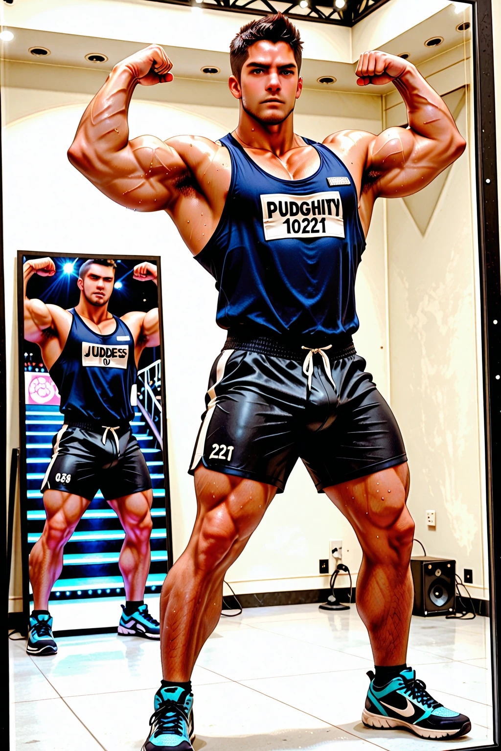 I want a logo called site builder, where there is a muscular mascot carrying out a website project while showing off his muscles