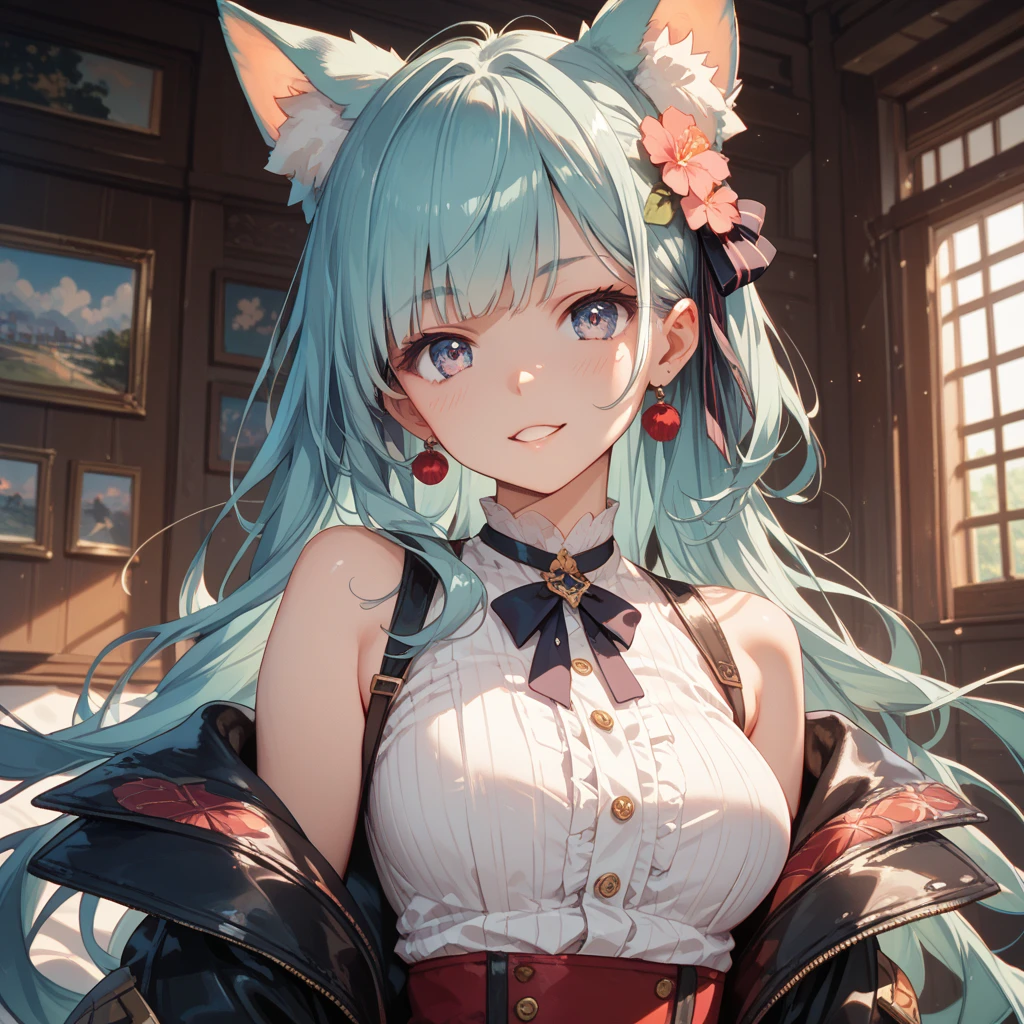 masterpiece, Highest quality, Illustrations for novels, High resolution,  , Sensual, Intimate, Emotional, Passionate, romantic, sweet, Adorable, Innocent, Pure, Enchanting, Enchantingな, attractive, mysterious, Enchantingな, Enchanting, Immersive, Enchantingな, dream-like, Surreal, Imaginative, Whimsical, Artistic, Avant-garde, timeless, elegant, Sophisticated, chic, Sophisticated, Individuality, original, Enchantingな,One girl,Deltamon_beta, alone, blue eyes, Knee socks, Animal ears,  shoulders, Blue Tail, Earrings,Removable sleeves, Green Hair, No sleeve, Cat ear, bag, white Knee socks, Cat's Tail,pink backpack,Pink school bag,(Cheetah Dress:1.3), Paired with ivory tights and Mary Jane shoes.
rest ((Avoidance method ((kitten)), Crying face))