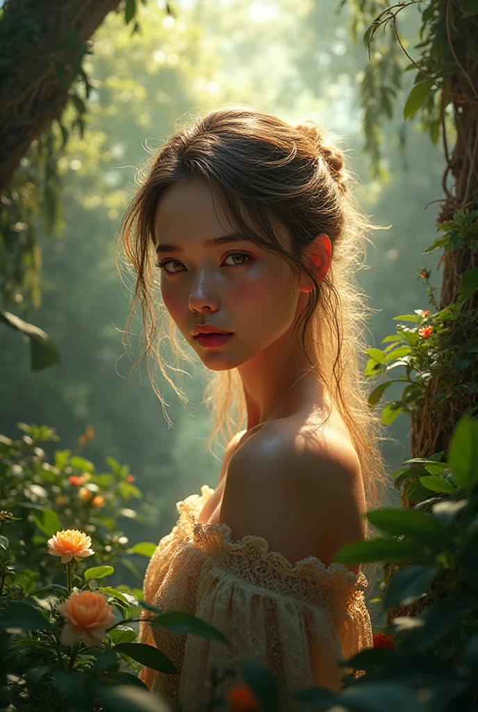 A beautiful girl in a beautiful jungle. - SeaArt AI