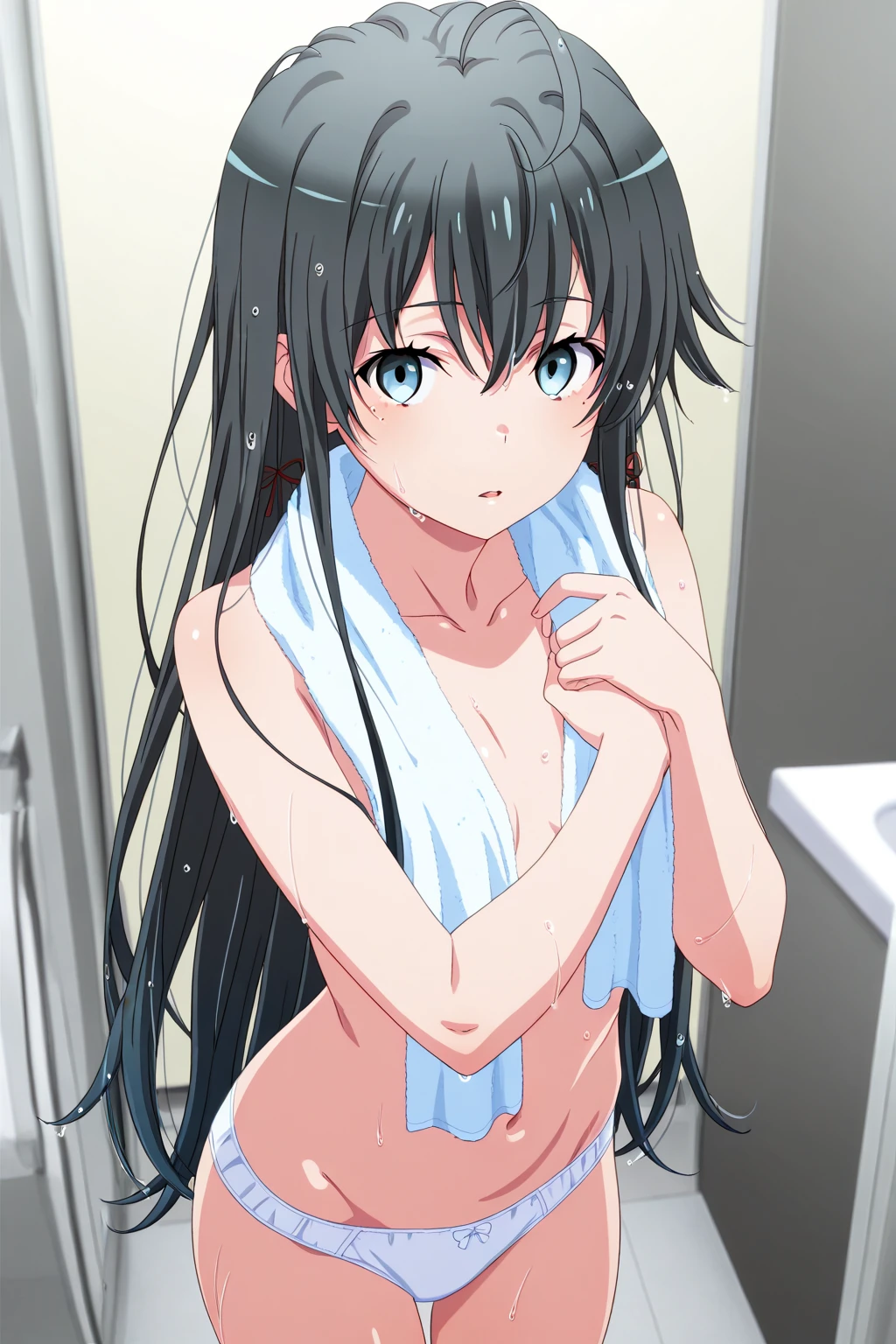 score_9,score_8_up,score_7_up,score_6_up,source anime BREAK, anime screencap,
1girl,standing,solo,black hair,long hair,bangs,purple eyes,medium breasts,bathroom,pussy,cowboy shot,half-closed eyes,nude,nipples
 <lora:Anime Screencap_epoch_10:1.15>