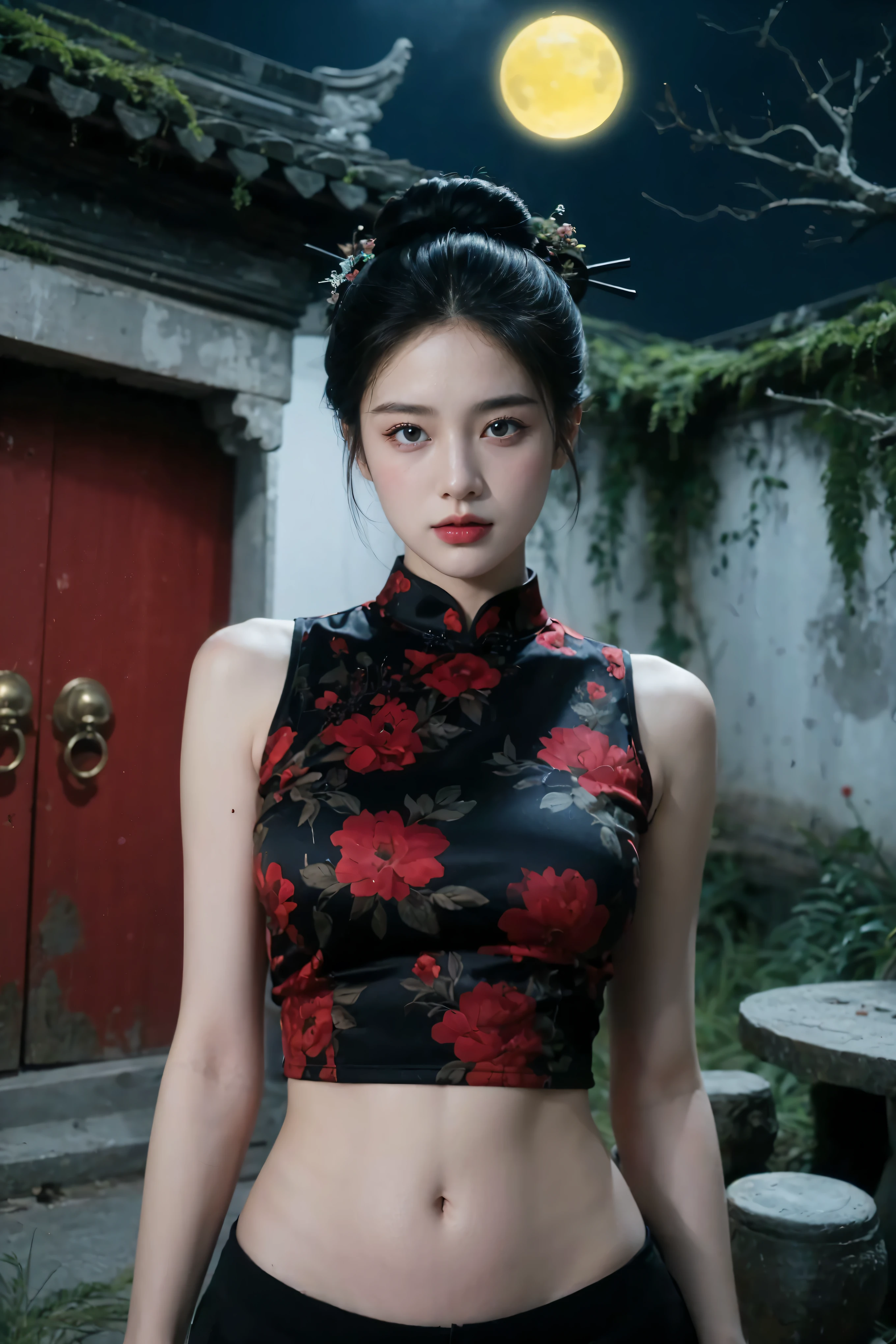 nsfw,(((best quality))),(((ultra detailed))),(((masterpiece))),illustration,a girl,detailed face,bun