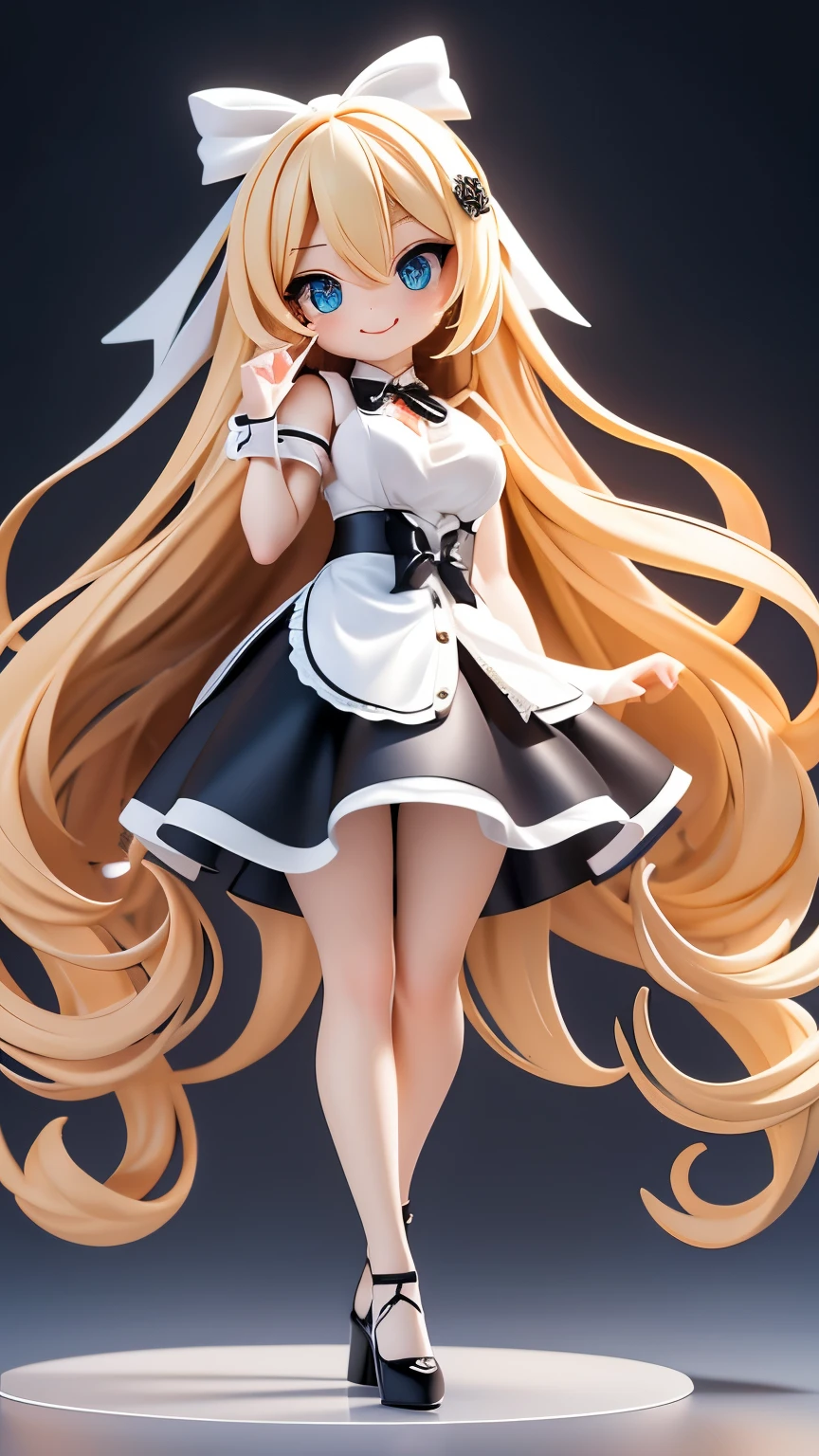 work, Highest Quality, girls, long My hair alternative, absurdly long My hair, blonde My hair, bow My hair, Aqua Eyes, seductive smile, tongue, dark eyes, long eyelash, BIG BREASTS, has a small scar on her chest, white shirt, black skirt, High Heels, shoes, period, My hair ribbon, Flower ribbon, My hair_ribbon, My hair_ribbon, My hair_Flower