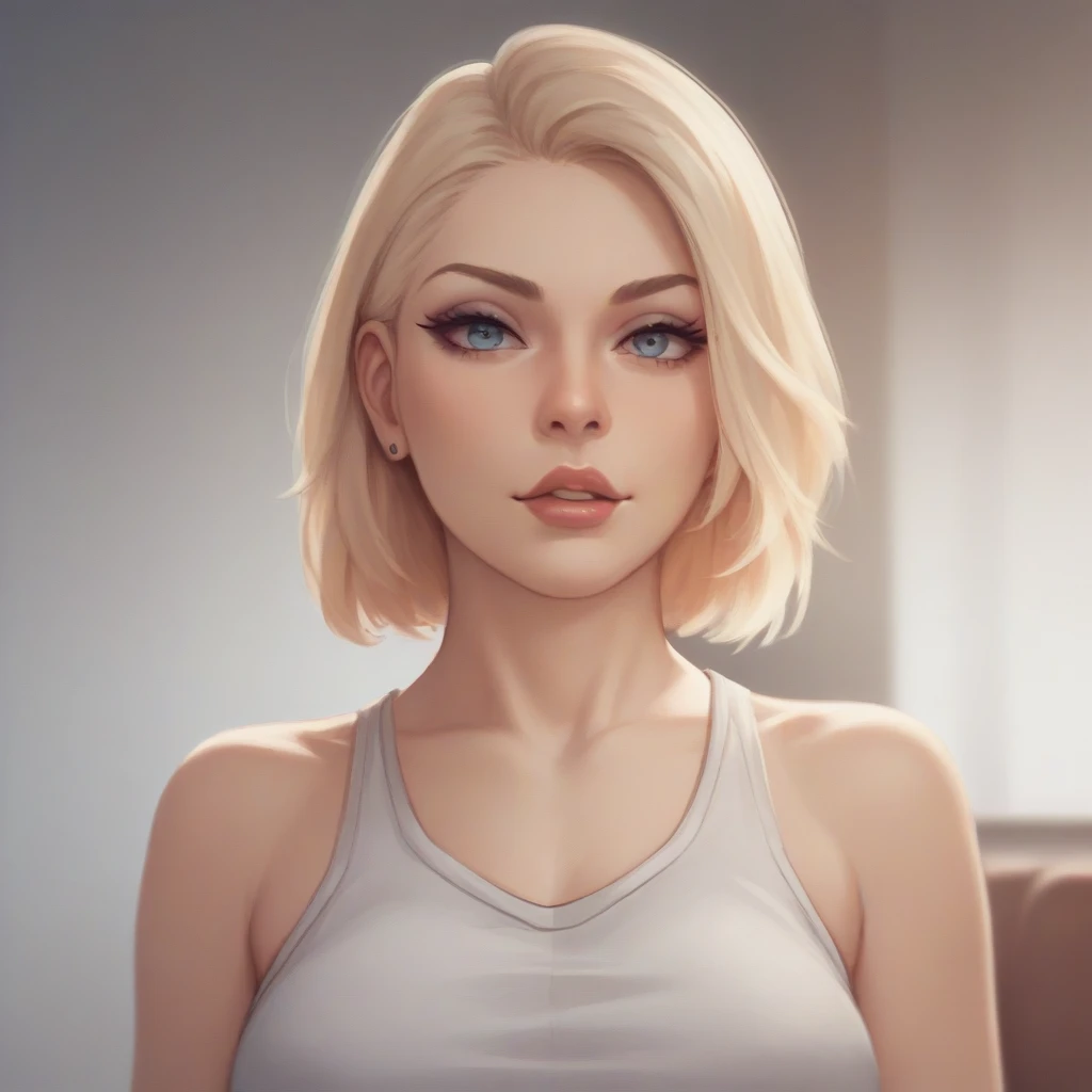 young American lady, photo realistic, blond hair, front, black t-shirt --auto --s2