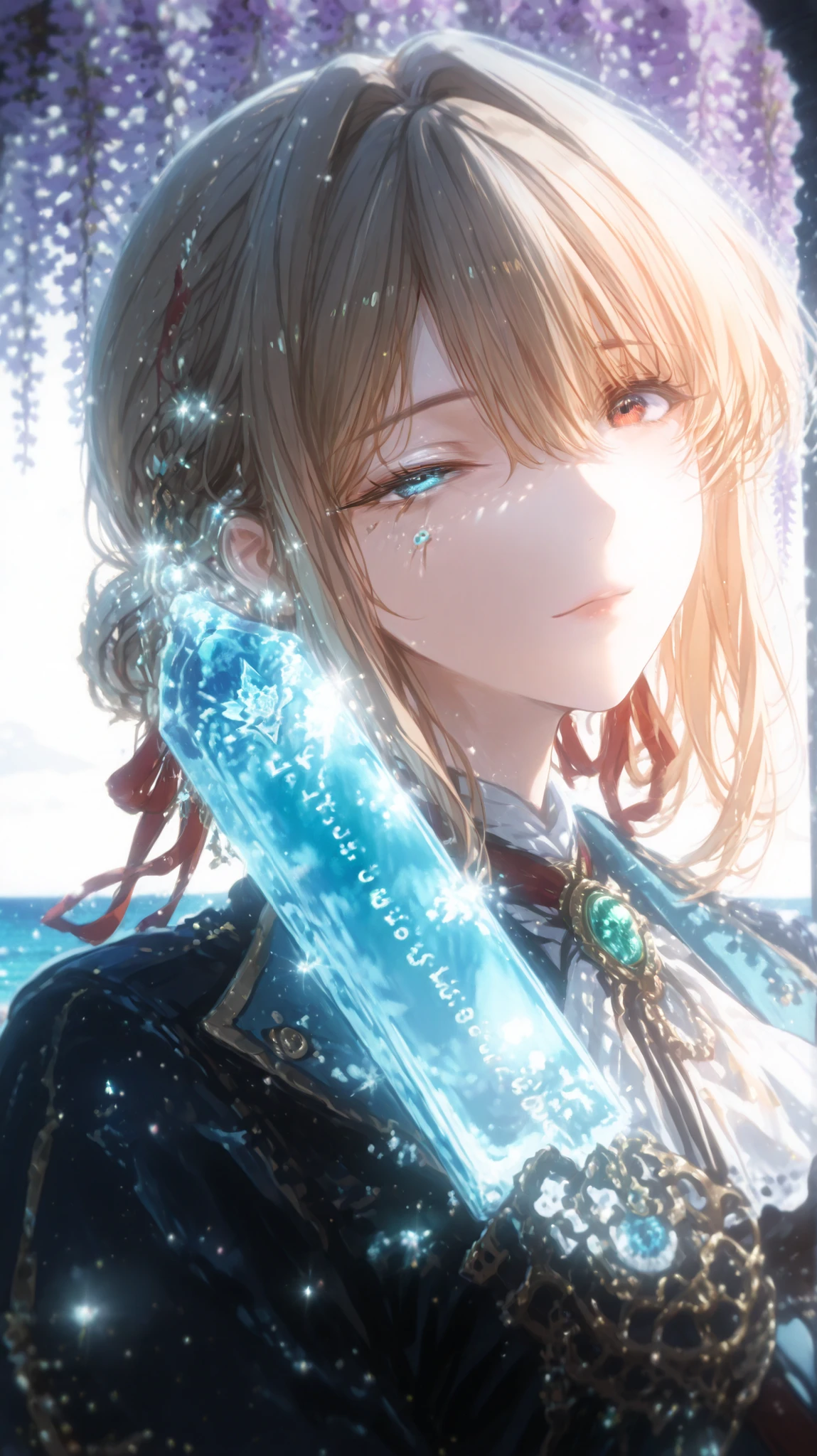 Violet Evergarden style beautiful girl、soft highlights、(left eye:Ice Crystal Blue:1.7), (right eye:Wisteria Purple:1.7), (odd-eye:2.0)、delicate eyelashes、soft ruddy cheeks、small, well-groomed nose、Naturally shiny lips 、smooth skin like pottery、A fantastic atmosphere with fog and light reflections、The shadows on the face create a three-dimensional effect with soft gradations、expressions with elegance、expressions with elegance。
full body depiction、elaborate and elegant military school style uniform on the ocean(military uniforms progressing unwaveringly while retaining Victorian design elements)、fine lace and ribbons、shiny cloth texture、Soft cloth drapes、Moving Hair Flow、that reflect slight emotions in the eyes、Super detailed with 8K resolution、Anime Style、High Precision、sharp lines、Early Summer Clothes、Dynamic Lighting、Realistic Shadows and Reflections、natural and smooth poses、深みのあるBackground。
Background: beautiful night view on the hill、soft highlights x} A perfectly symmetrical and elegant face、softly shining in the distance、natural and smooth poses、cinematic composition、 emphasizing depth and three-dimensionality 、 Focus on Atmosphere 、very beautiful、memorable visuals。Ocean Compass、The Soul Rows Out
The waves of life are shaking、The wind carries emotions
Love and Suffering、joy and sorrow
Everything is a treasure loaded on a ship
There is no such thing as wasted death
Every life is food for navigation
The heart that thinks about a lover stretches sail
Love for children supports anchors
death is not the end
Reinforced device that sends it back out of the cradle back into the sea
Make the compass of the soul more certain
Humanity's compass is still far away
Outside the Earth、Invisible Star々but the ship progresses without hesitation
The great storm and the silence of the storm
Everything is part of a voyage
In the direction the compass points、We are not alone
Both dead and living、all the sailors rowing together
The ocean of souls stretches infinitely
Love and learning、death and rebirth
It becomes a light that illuminates the next route
The compass is quiet、but it certainly shows
The direction we should go
there is no end、the beginning continues
It's a voyage of souls to the ocean
That journey will forever have meaning
True law sleeps beyond、stabilise navigation、it is there to make the direction shown by the compass unwavering
---
CHAPTER 7 The Eternal Voyage
If you follow the compass of the soul、the dead rejoice
If you defy、The Living and the Dead Suffer
The voyage is not over、The direction follows God's compass
The ship shakes、even at the mercy of the storm、the meaning of sailing is forever unshakable
Love、Forgiveness、Harmony in Mind、advance through the ocean of souls