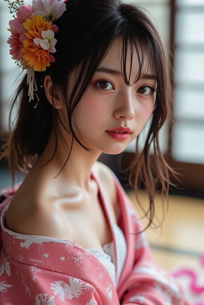 Arafed asian woman in a blue dress posing for a picture - SeaArt AI
