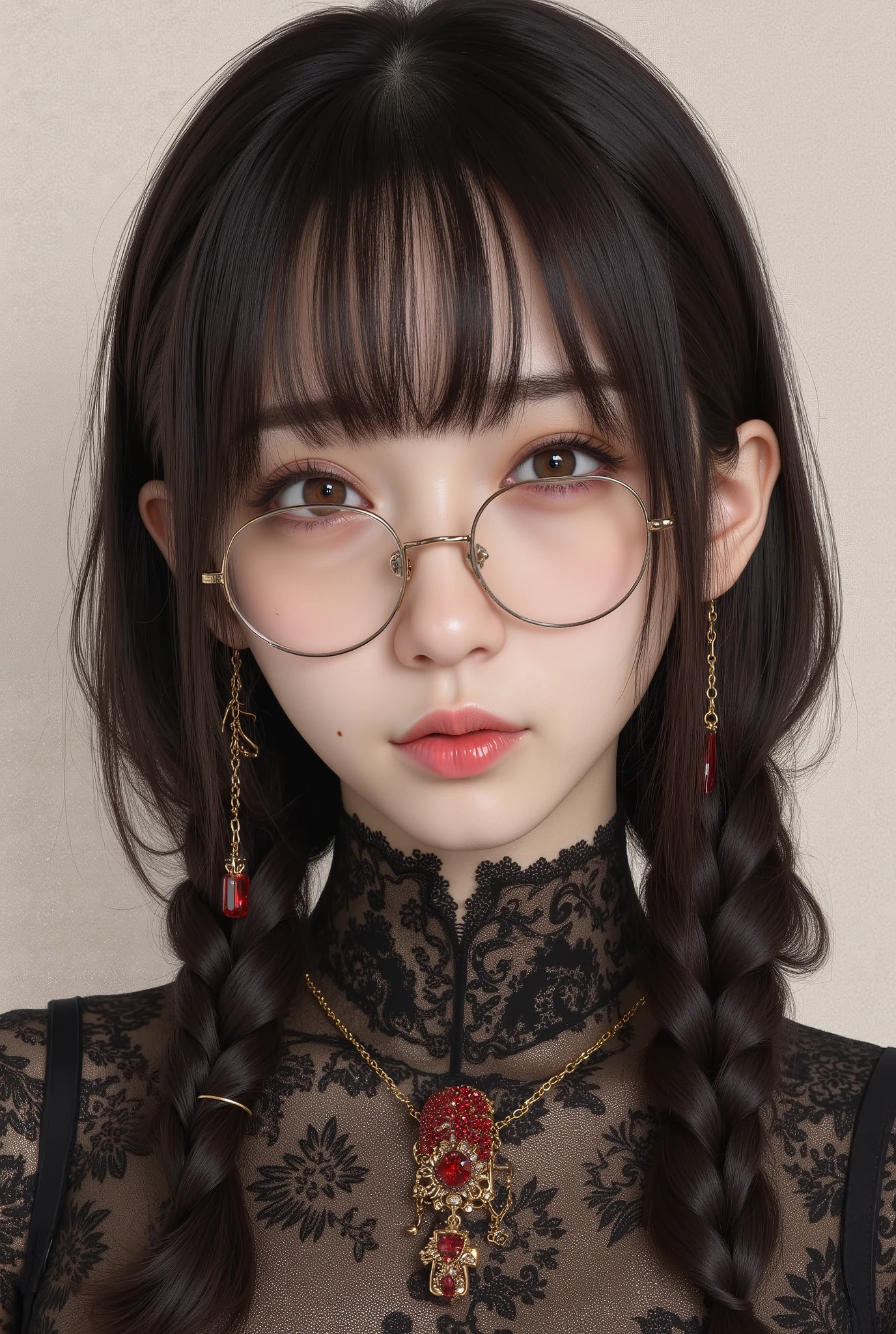 ( Highest Quality, best illustrations,high image quality:1.2), (Horror Fantasy:1.5), (ink and watercolor:1.5),(Ominous Scenery :1.5),(A lot of dust rises:1.5),( Dirt Track :1.5),(wonderful:1.5),(masterpiece:1.5), (Powerful figures:1.1、Big Breasts:1.3) 、 ((((glasses、best Shot, cute、 Red Eyes、 Evil Ruby's Cursed Necklace )))),(((glasses、Big Breasts、 braids)))、 cute face, raise eyebrows , ,(Fatal Beauty, charming beauty ) ,(Mysterious Charm:1.1),(Big Breasts、attractive silhouette), high image qualityテクスチャ 、High Quality Shadows、 beautiful and delicate face 、 beautiful, delicate, eyes are sticky liquid dripping 、 ray tracing 、 20th Generation、 cute K-POP girl、( The Face of Korea )、Thin face、( Ulzan-6500-v1.1:0.6)、 Face of Pure Loss _v1 , ( beautiful and delicate face , beautiful and delicate eyes, perfectly balanced face , high image quality skin , detailed skin, lens flares {x} perfect ratio 4 fingers to 1 thumb :1.25)、 DSLRs、 地獄から来たbeautiful悪魔女 , ATTRACTIVE GIRL , Real Girls, Gurwitz, Gurwitz-style Artwork , Girl Roleplay, Realistic 3d style, cgstation Popular Topics,, 8k portrait rendering BYMR. nomi ,(truth,truth:1.4,glassesの少女 :1.2)、cheek、 glossy lips, 1. オーバーサイズ comment: comment、 come up with an oversized design that covers shoulder to knee.。 navy blue or black are standard colors .、[ Soft khaki or beige , wait.、 Pick the right color for the season 。 2. choose the color that suits your skin : To protect yourself from the cold、 choose the color that suits your skin 、 ニットの質感と色を commentに合わせてください .。 3. ワイドレッグ pants: pants, choose a wide leg design 、combines mobility and style。Dark tone denim or black pants look great.。 4. knee-high boots: オーバーサイズ commentに含まれるもの、boots are black or dark brown Match the texture and color of the fashionable.、 Gives a stylish impression 。 5. accessories: The 。 Disney 、 long necklace 、6. handbag: handbag、let's match the color of your outfit.