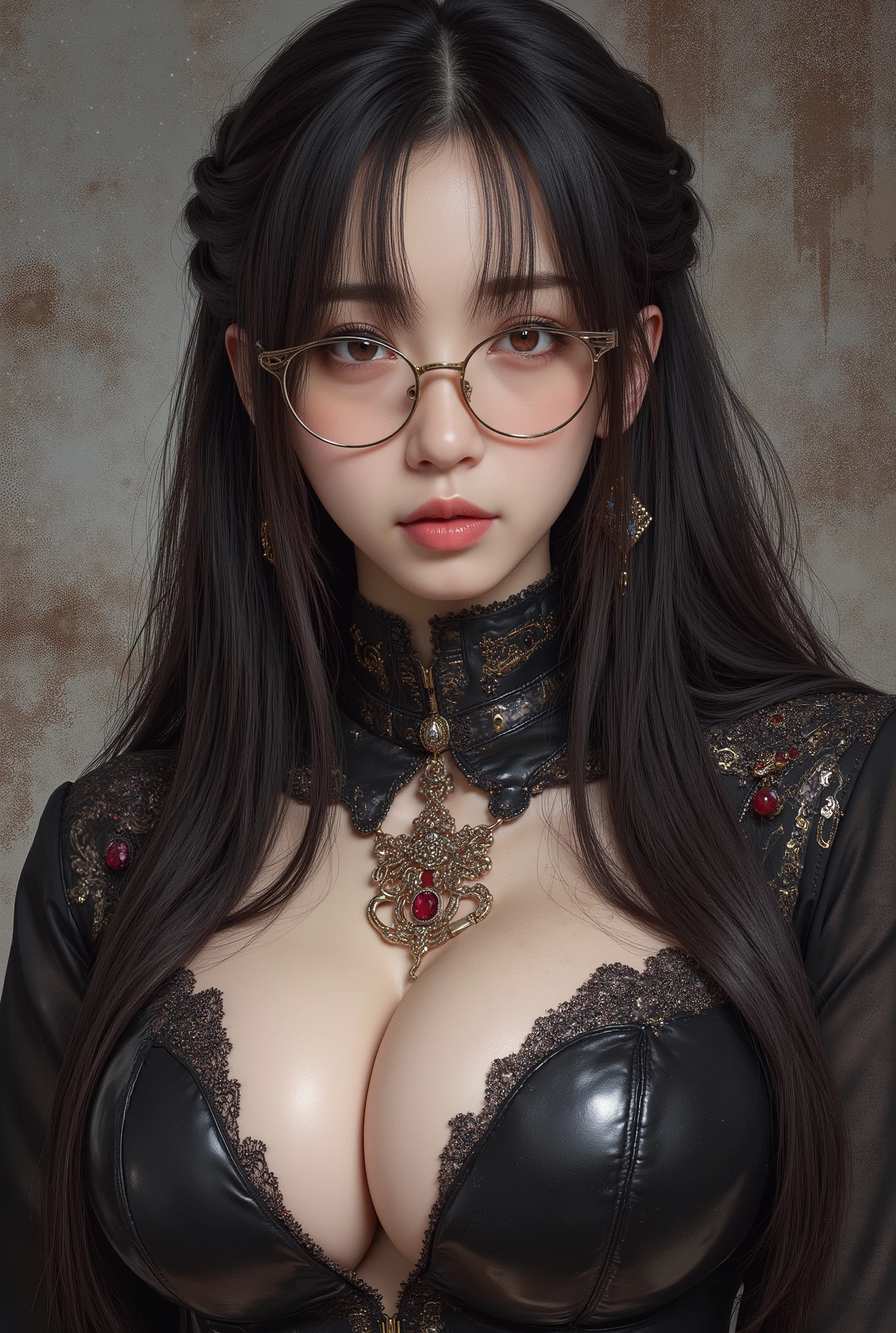 (  Highest Quality, best illustrations,high image quality:1.2), (Horror Fantasy:1.5), (ink and watercolor:1.5),(Ominous Scenery   :1.5),(A lot of dust rises:1.5),(  Dirt Track   :1.5),(wonderful:1.5),(masterpiece:1.5),  (Powerful figures:1.1、Big Breasts:1.3) 、 ((((glasses, cute、 red eyes、 Evil Ruby's Cursed Necklace )))),(((glasses、Big Breasts、  braids)))、  cute face,  raise eyebrows , ,(Fatal Beauty,  charming beauty ) ,(Mysterious Charm:1.1),(Big Breasts、attractive silhouette),   high image qualityテクスチャ 、High Quality Shadows、   beautiful and delicate face   、 beautiful, delicate, eyes are sticky liquid dripping  、 ray tracing 、 20th Generation、 cute K-POP girl、( The Face of Korea )、Thin face、( Ulzan-6500-v1.1:0.6)、   Face of Pure Loss   _v1 , ( beautiful and delicate face ,  beautiful and delicate eyes,  perfectly balanced face ,  high image quality skin ,  detailed skin,  lens flares {x} perfect ratio 4 fingers to 1 thumb :1.25)、 DSLRs、   地獄から来たbeautiful悪魔女  ,    ATTRACTIVE GIRL  , Real Girls, Gurwitz,  Gurwitz-style Artwork , Girl Roleplay, Realistic 3d style, cgstation Popular Topics,,  8k portrait rendering BYMR. nomi ,（truth,truth:1.4,glassesの少女  :1.2)、cheek、 glossy lips, 1. オーバーサイズ comment:  comment、 come up with an oversized design that covers shoulder to knee.。 navy blue or black are standard colors .、[ Soft khaki or beige , wait.、 Pick the right color for the season 。 2.    choose the color that suits your skin    : To protect yourself from the cold、    choose the color that suits your skin   、 ニットの質感と色を commentに合わせてください .。 3. ワイドレッグ   pants:    pants,  choose a wide leg design 、combines mobility and style。Dark tone denim or black   pants look great.。 4. knee-high boots: オーバーサイズ commentに含まれるもの、boots are black or dark brown Match the texture and color of the fashionable.、  Gives a stylish impression  。 5. accessories:   The  。  Disney  、   long necklace  、6. handbag: handbag、let's match the color of your outfit.