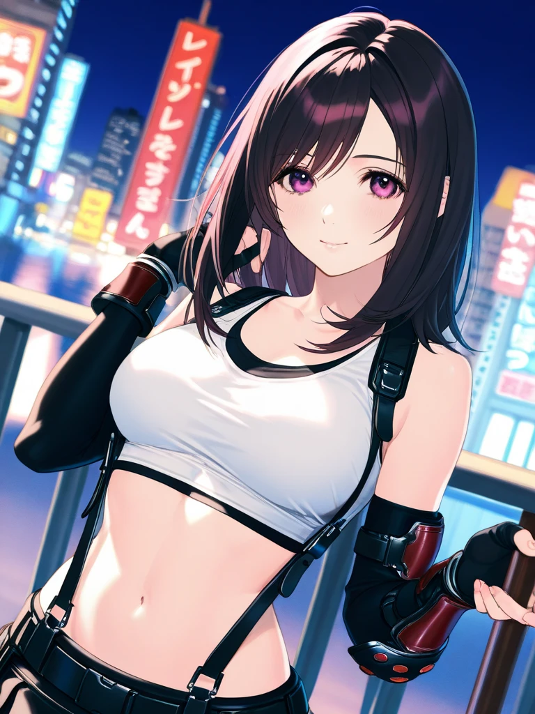 Masterpiece, highres, high Quality, detailed face, detailed body render, 1girl, solo, hyuuga hinata, hinata-sleeveless-outfit, large breasts, big breast, sleeveless shirt, fishnet top, dark lips, unzipped jacket, , breasts out, , standing, blushes, (on bedroom), rindo avatar from vrchat theme, cyberpunk theme