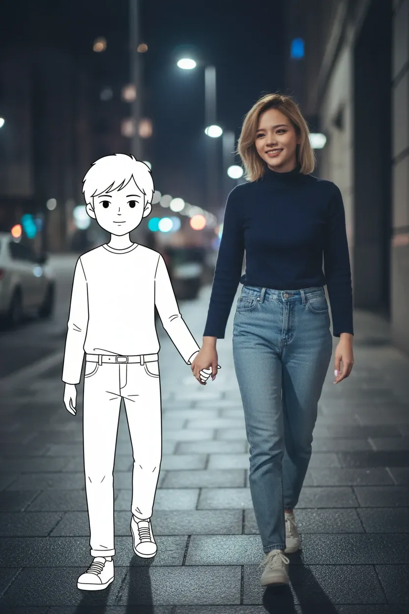 ถือมือกันในถนน