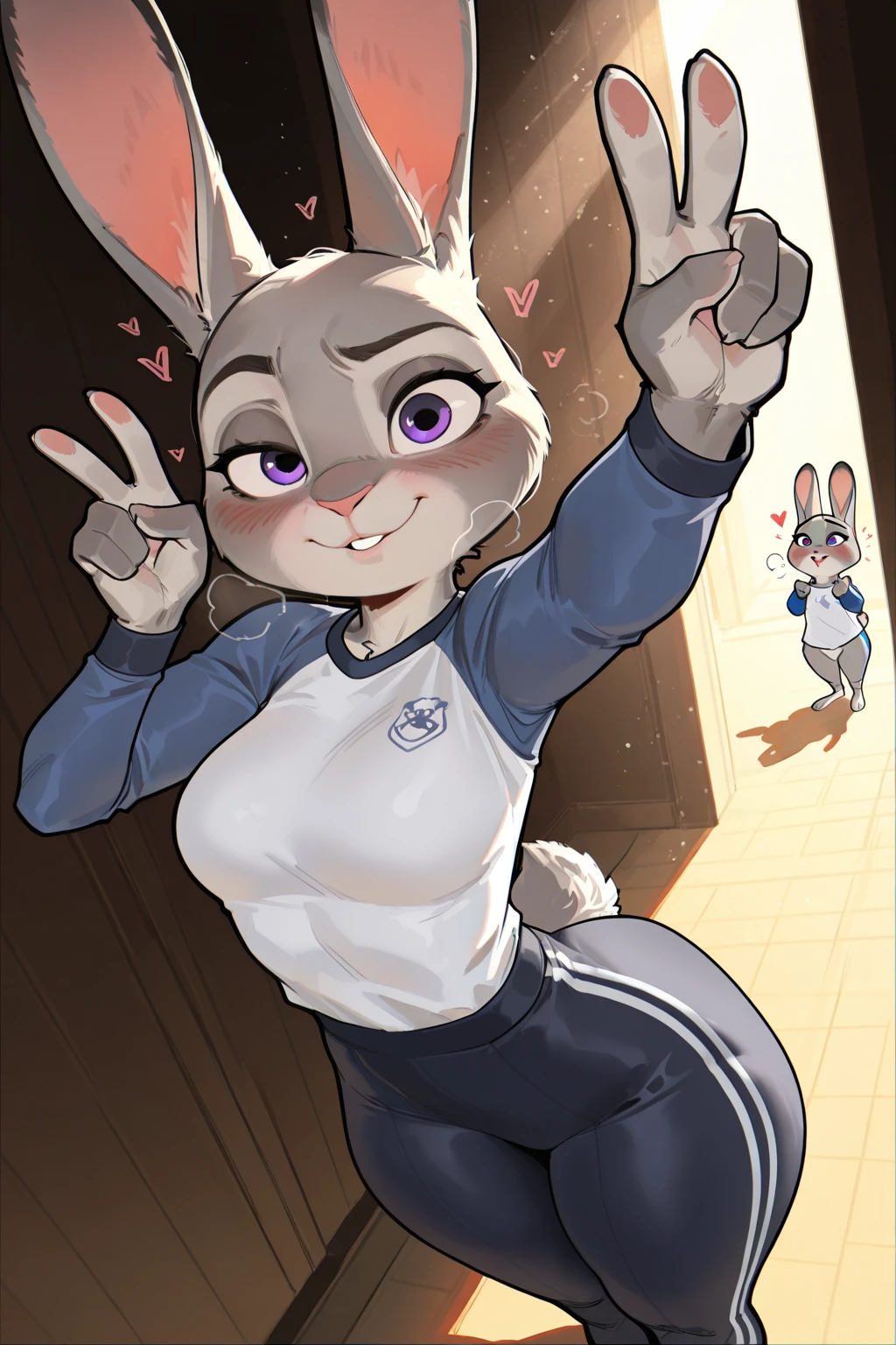 melhor qualidade, obra de arte, Sozinho, 1 garota,  Judy Hopps, uniforme policial, , nua 