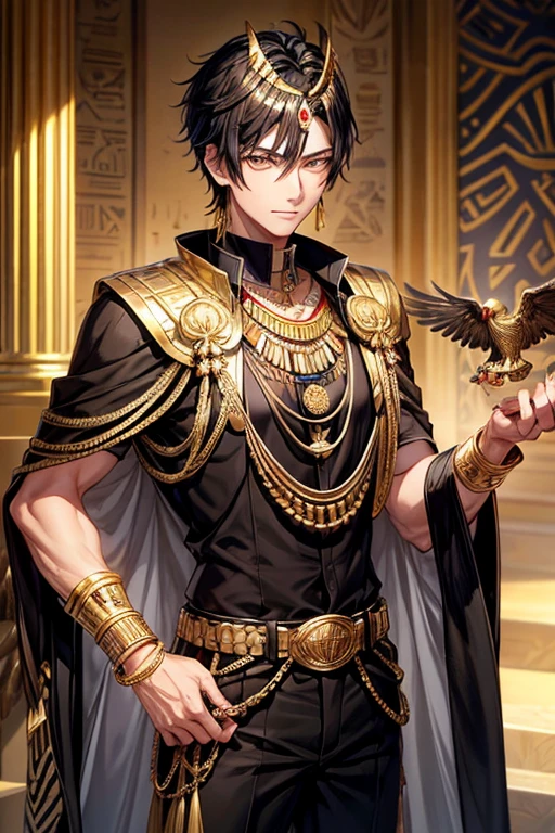Youngh naughty man, mascle, Egyptian, dark-skinned, , (Bblack hair:1.2, estilo de cabelo Egyptian, detailed short hair), (((yellow eyes:1.3))), intricate Olhos, beautiful detailed Olhos, symmetrical Olhos, big eyes:1.5, handsome naughty man, naughty man:1.5, 1 naughty man, (mascle, Muscle, 1 naughty man, 1 naughty man, breastplate, naughty man , muscular), Youngh, ((1 mascle, 1 mascle, 1 naughty man, naughty man, mascle gender:1.5, handsome naughty man, mascle focus)),
serious face, mysterious,
(trajes Egyptians, ornaments), (brawny), (((intricate outfit, intricate clothes, embroidered clothing, ornate outfit, Embroidered clothes, ornate clothes))), (((crystal clothing, trajes Egyptians, gold and black outfit))),
(dynamic pose:1.0), serious and majestic, (centred, scale to fit dimensions, rule of thirds),
((templo Egyptian, wasteland, atmosfera mysterious)), scenario:1.25, intricate scenario, ((fundo de templo Egyptian)),
(Glossy ornamentos Egyptians), high resolution, sharp focus, (ultra detaild, extremely detaild), (photorealistic art:1.37), (extremely detaild CG unity 8k wallpaper), (((swirly vibrant colors, vibrant theme))), (intricate), (work of art), (best qualityer), artistic photography, (photograph taken by sldr), (intricate background), perfect rendered face, perfect face details, lifelike face, photo realist, ((intricate detail)), (((真实感))).