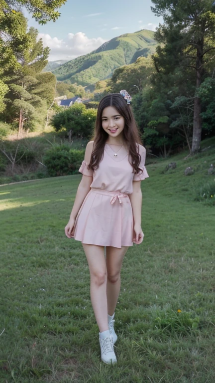 18 years old cute petite teen, beautiful indian girl, braided hair, flower head, cute and shy, blush, wearing a small dress, full body, bangs, in the park, ???? and ultra-realistic, photorealistic, detailed, fair skinned, 8K detailed, [indifferent, ????,], black hair semi-long cute girl dancing Guatemalan dance,