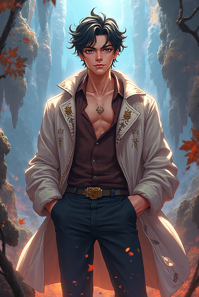 A detailed meme man who looks very nicely in anime style stands looking at the camera