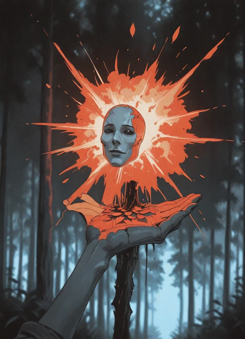 ((Best quality, 8K, Masterpiece: 1.4)),((Amazing detail: 1.3)),((illustration: 1.2)),((high resolution: 1.1)),a tree made by skeleton,black and white painting,Black and white illustration,dark sky,dark style,dark fantasy,horror,detailed cover artwork,snow,delicate,