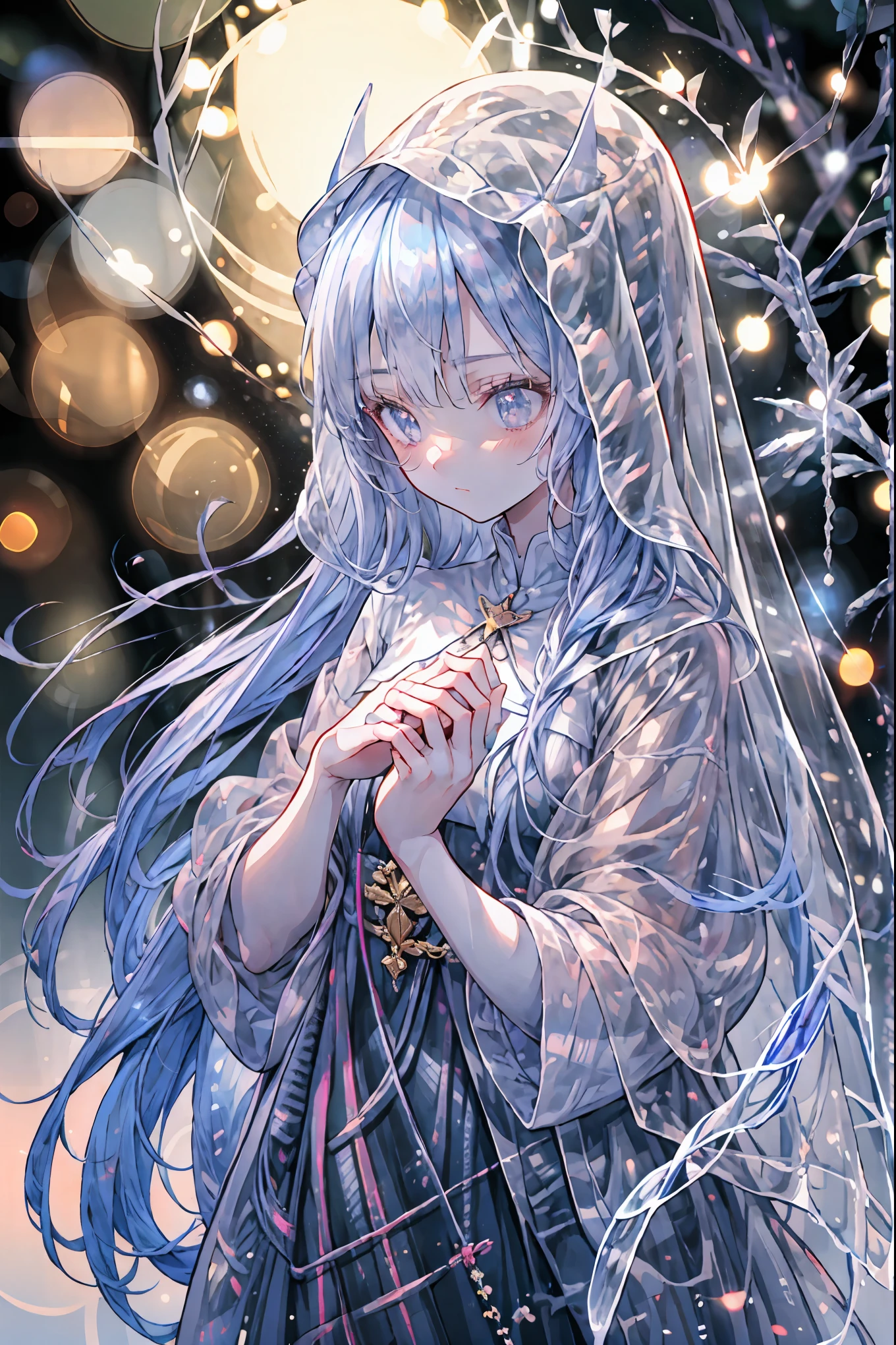 high-definition raw color photos, professional shooting, (((((Bokeh))))), written boundary depth, captured with a sony α7IV,prayer、prayerの美女、Freezing Beauty、Gentle Gaze Occasionally Peeking Under a Ghostly Appearance masterpiece, Realistic, Beautiful Portrait, high resolution, Vivid Colors, Fine Texture, extreme detail depiction, Professional Shooting, Bokeh味, HDR, studio lighting, photorealistic expression, emotional expression, Frozen skin , Flowing Hair、Frozen Eyes、Transparent Underwear、Ice Background、in dark tones、mystical atmosphere