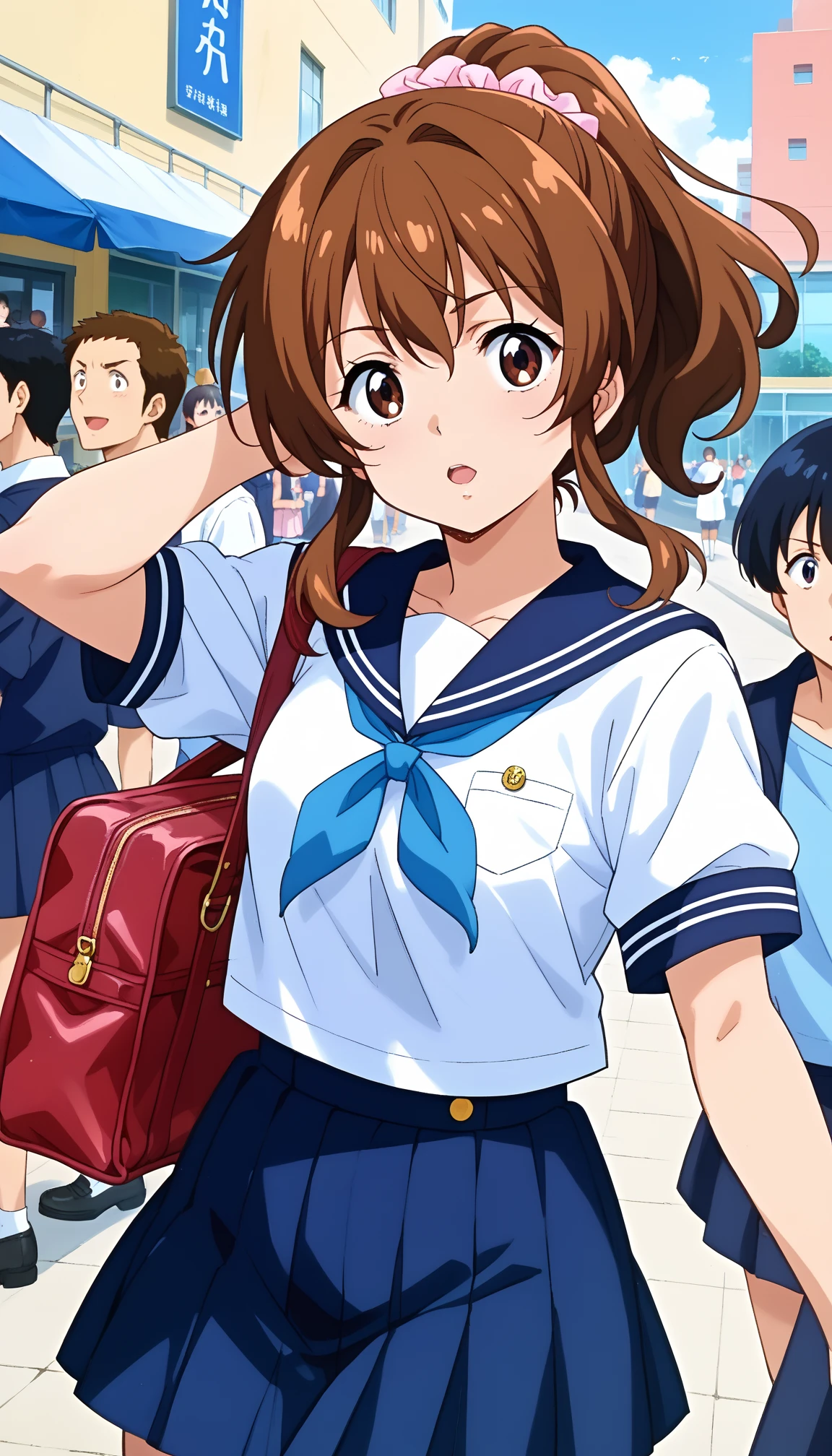 ((2 girls)) , Yukinoshita Yukino , Yuigahama Yui , (waltz dance), school uniform,The wind blows up my skirt,white ,pink ,