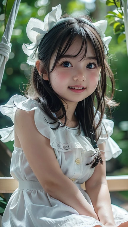 Cute Chibi Girl、smile、In the corn field、Very detailed、Ultra-realistic、Photorealistic、8K、Hyperrealistic、masterpiece、Beautiful detailed eyes、Beautiful detailed lips、Very detailedな顔、Long eyelashes、Beautiful young girl、Calm expression、sitting in a cornfield、Golden light、Warm colors、Beautiful lighting、Cinematic、Intricate details、Bright colors、natural environment、Lush vegetation、Soft Focus、Depth of written boundary