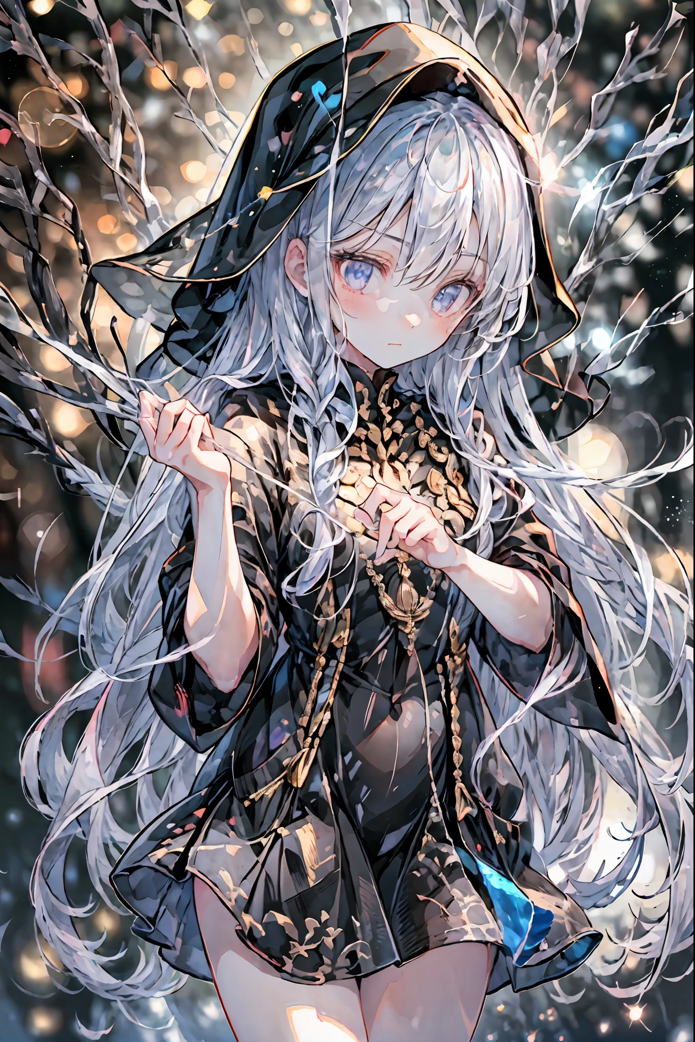 high-definition raw color photos, professional shooting, (((((Bokeh))))), written boundary depth, captured with a sony α7IV,prayer,Freezing Beauty、Gentle Gaze Occasionally Peeking Under a Ghostly Appearance masterpiece, Realistic, Beautiful Portrait, high resolution, Vivid Colors, Fine Texture, extreme detail depiction, Professional Shooting, Bokeh味, HDR, studio lighting, photorealistic expression, emotional expression, Frozen skin , Flowing Hair、Frozen Eyes、Transparent Underwear、Ice Background、in dark tones、mystical atmosphere