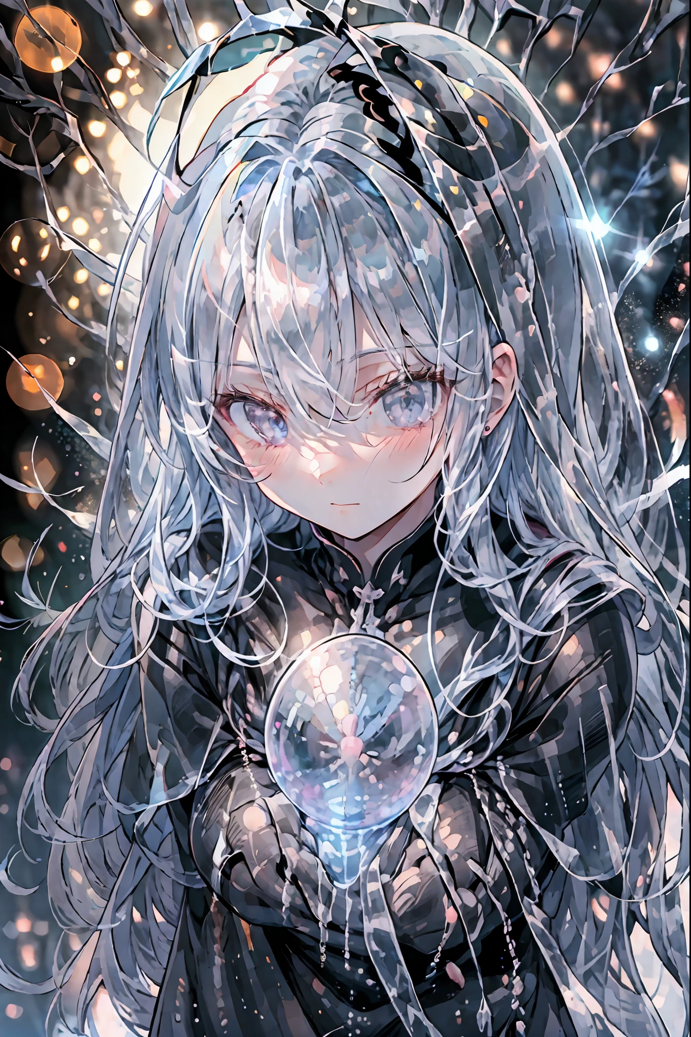 high-definition raw color photos, professional shooting, (((((Bokeh))))), written boundary depth, captured with a sony α7IV,prayer,Freezing Beauty、Gentle Gaze Occasionally Peeking Under a Ghostly Appearance masterpiece, Realistic, Beautiful Portrait, high resolution, Vivid Colors, Fine Texture, extreme detail depiction, Professional Shooting, Bokeh味, HDR, studio lighting, photorealistic expression, emotional expression, Frozen skin , Flowing Hair、Frozen Eyes、Transparent Underwear、Ice Background、in dark tones、mystical atmosphere