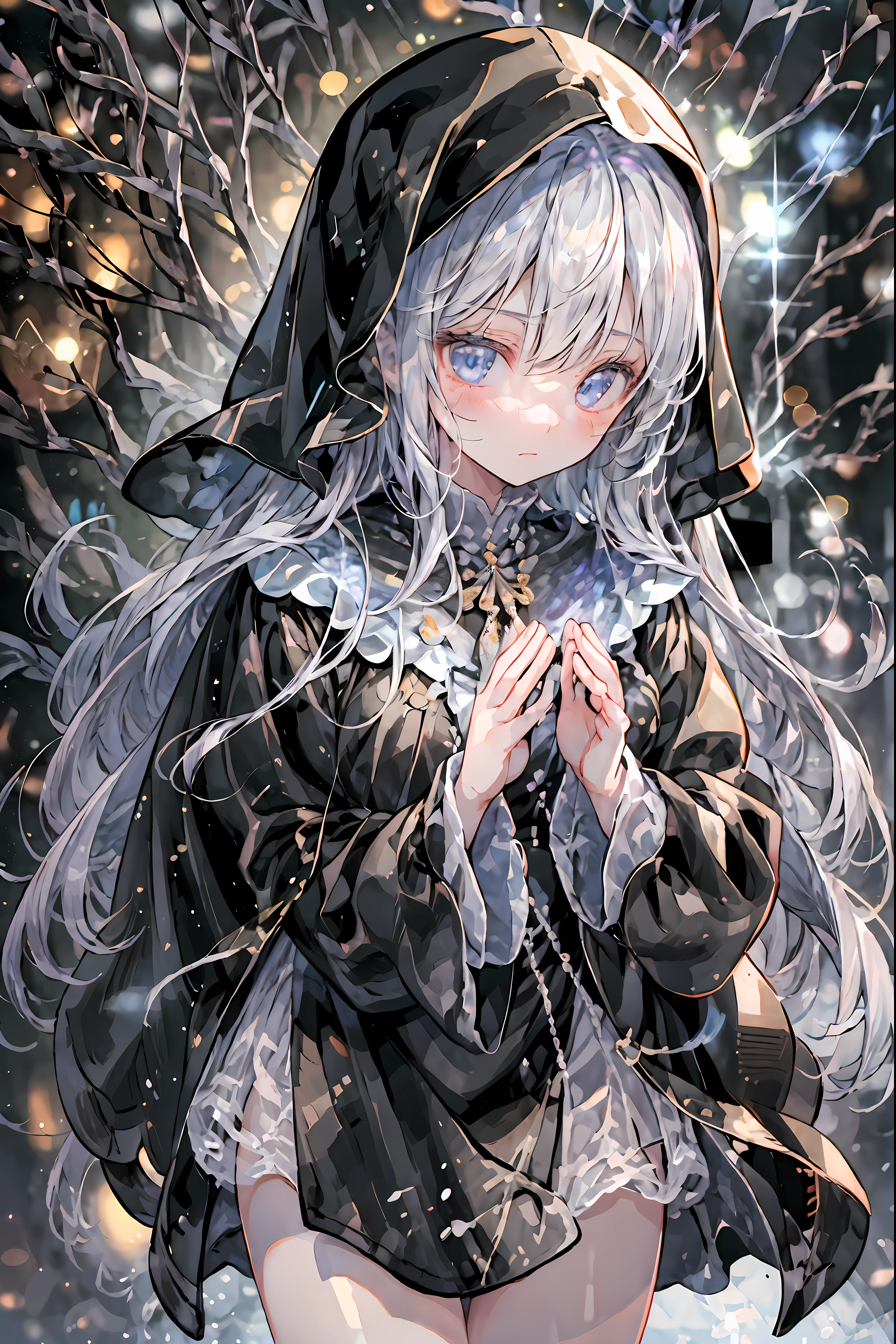 high-definition raw color photos, professional shooting, (((((Bokeh))))), written boundary depth, captured with a sony α7IV,((Maiden's Prayer)),Freezing Beauty、Gentle Gaze Occasionally Peeking Under a Ghostly Appearance masterpiece, Realistic, Beautiful Portrait, high resolution, Vivid Colors, Fine Texture, extreme detail depiction, Professional Shooting, Bokeh味, HDR, studio lighting, photorealistic expression, emotional expression, Frozen skin , Flowing Hair、Frozen Eyes、Transparent Underwear、Ice Background、in dark tones、mystical atmosphere