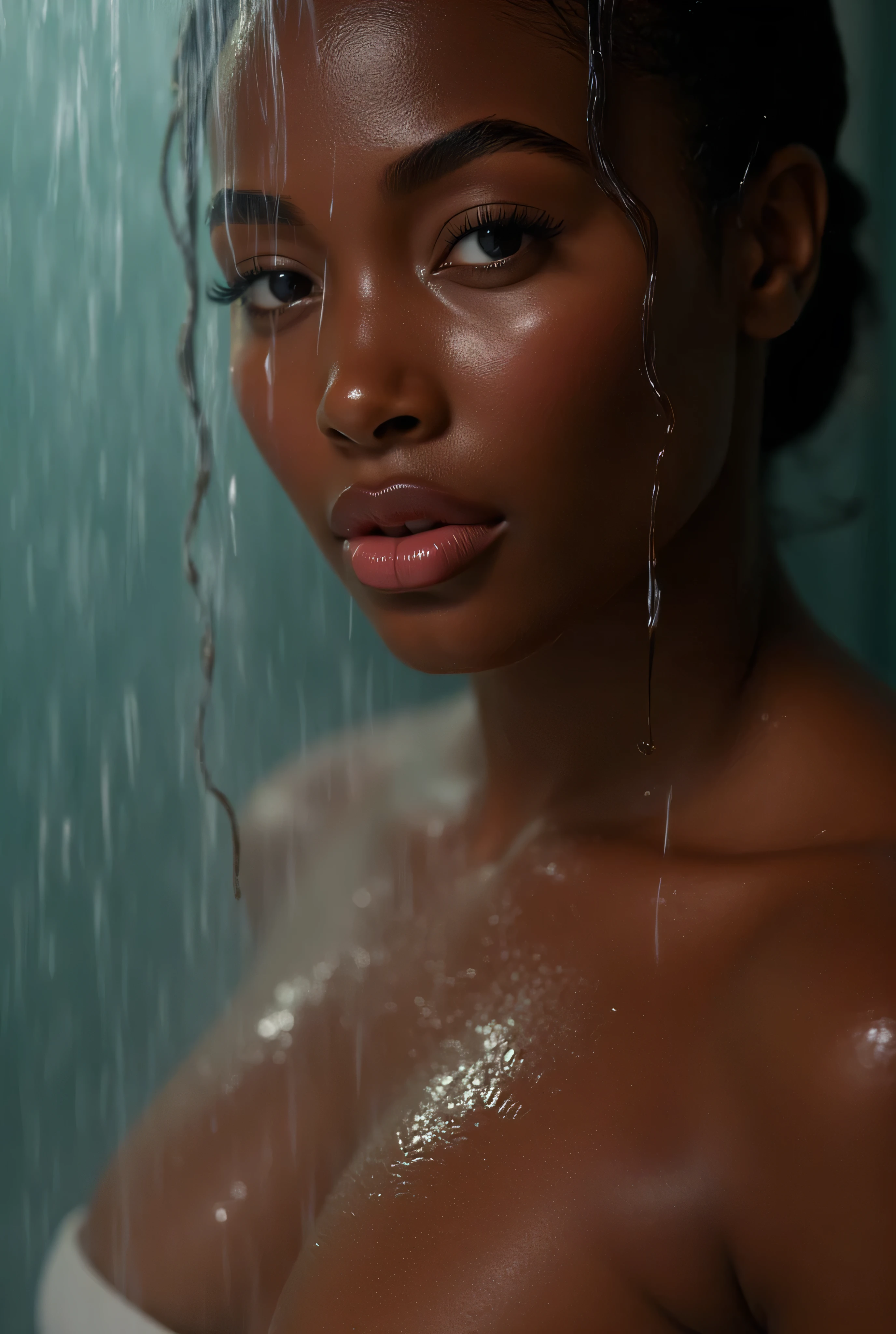 Hi Roxy Reynolds in bathroom shower close up 