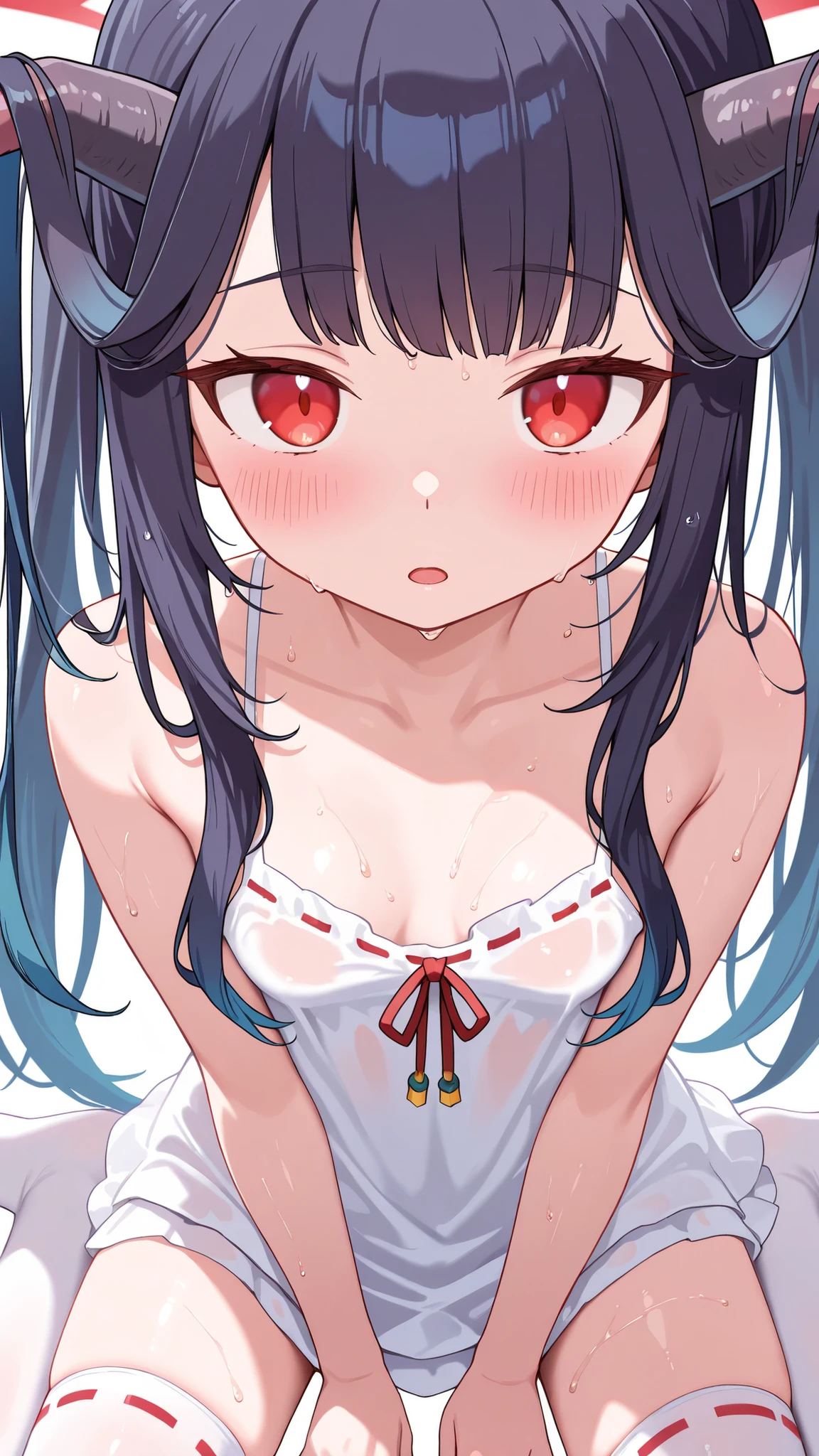 (yd \(orange maru\):0.8), (chen_bin:0.8), (yunsang:0.6), (sakyumama \(kedama milk\):0.4), (ama mitsuki:0.5), (devil heavens:0.4), 
masterpiece, best quality, highres, absurdres, newest, (original:0.6), (official art:0.6), (cover image:0.6), solo, 
blue archive, 1girl, kuromi serika, black long hair, cat ears, alluring face, blush, animal ears, kuromi serika, breasts, hair ribbon, collarbone, bare shoulders, cleavage, bikini, 
