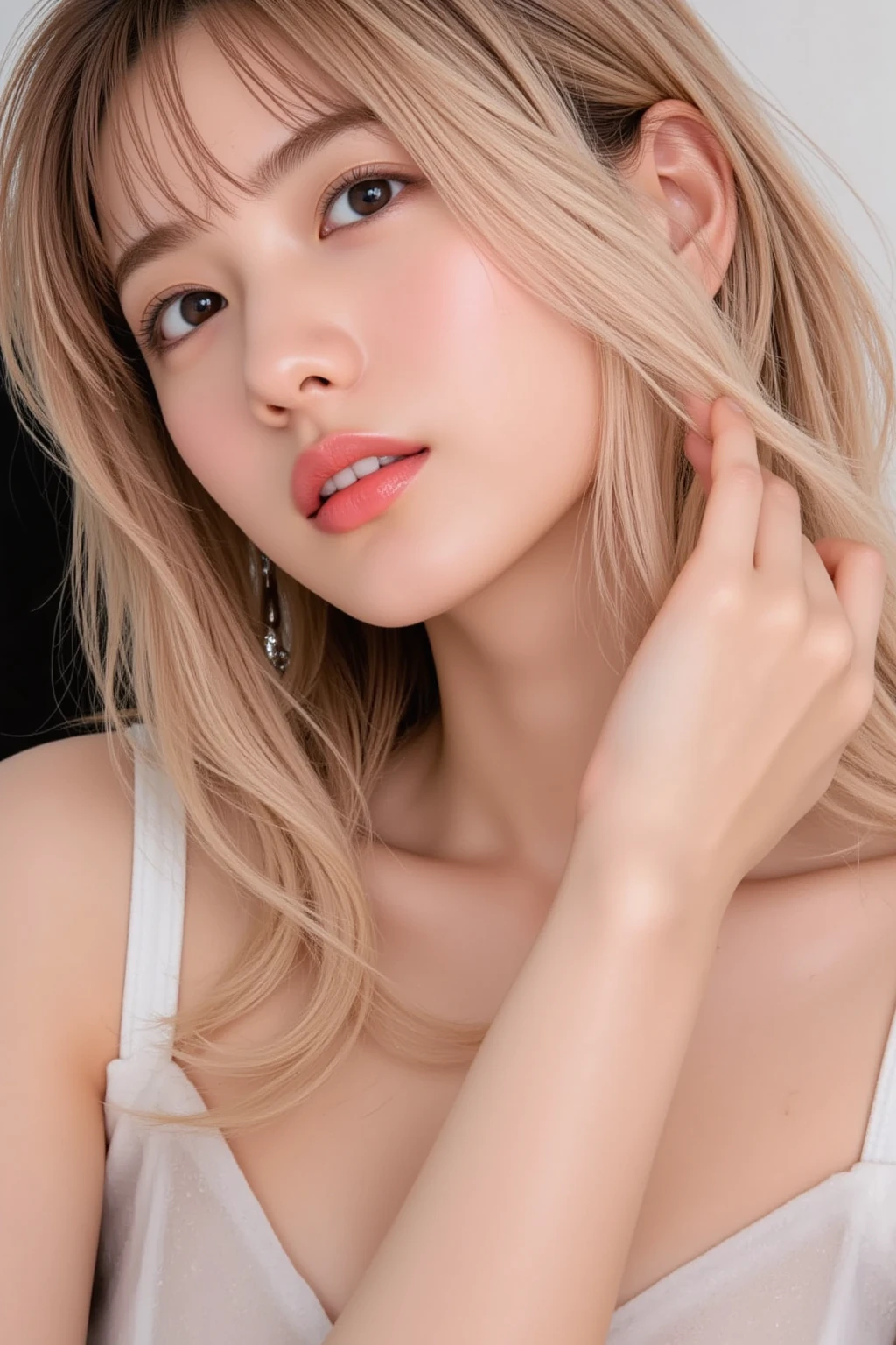 Mujer arafed con cabello largo y  y un top ., jisoo rosa , sol yunjoo, portrait of jossi de blackpink, heonhwa choe, jossi de blackpink, jaeyeon nam, pale korean adorable face, muchacha coreana, ulzzang, Kim Jisoo, TaeJune Kim, parque jisoo de blackpink, lee ji - eun