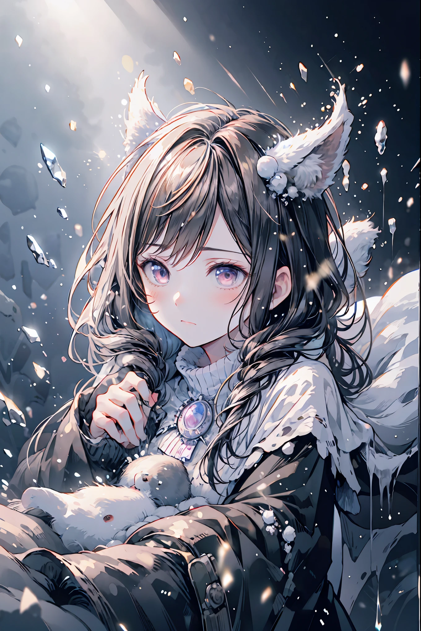 Frozen Beauty、A Gentle Gaze That Occasionally Peeks Under Her Ghostly Exterior masterpiece, Realistic, prayer,Joining hands in prayer,🙏,Beautiful Portrait, high resolution, Vivid Colors, Fine Texture, extreme detail depiction, Professional Shooting, bokeh, HDR, studio lighting, photorealistic expression, emotional expression, Frozen skin , Flowing Hair、Frozen Eyes、Transparent Underwear、Ice Background、in dark tones、mystical atmosphere