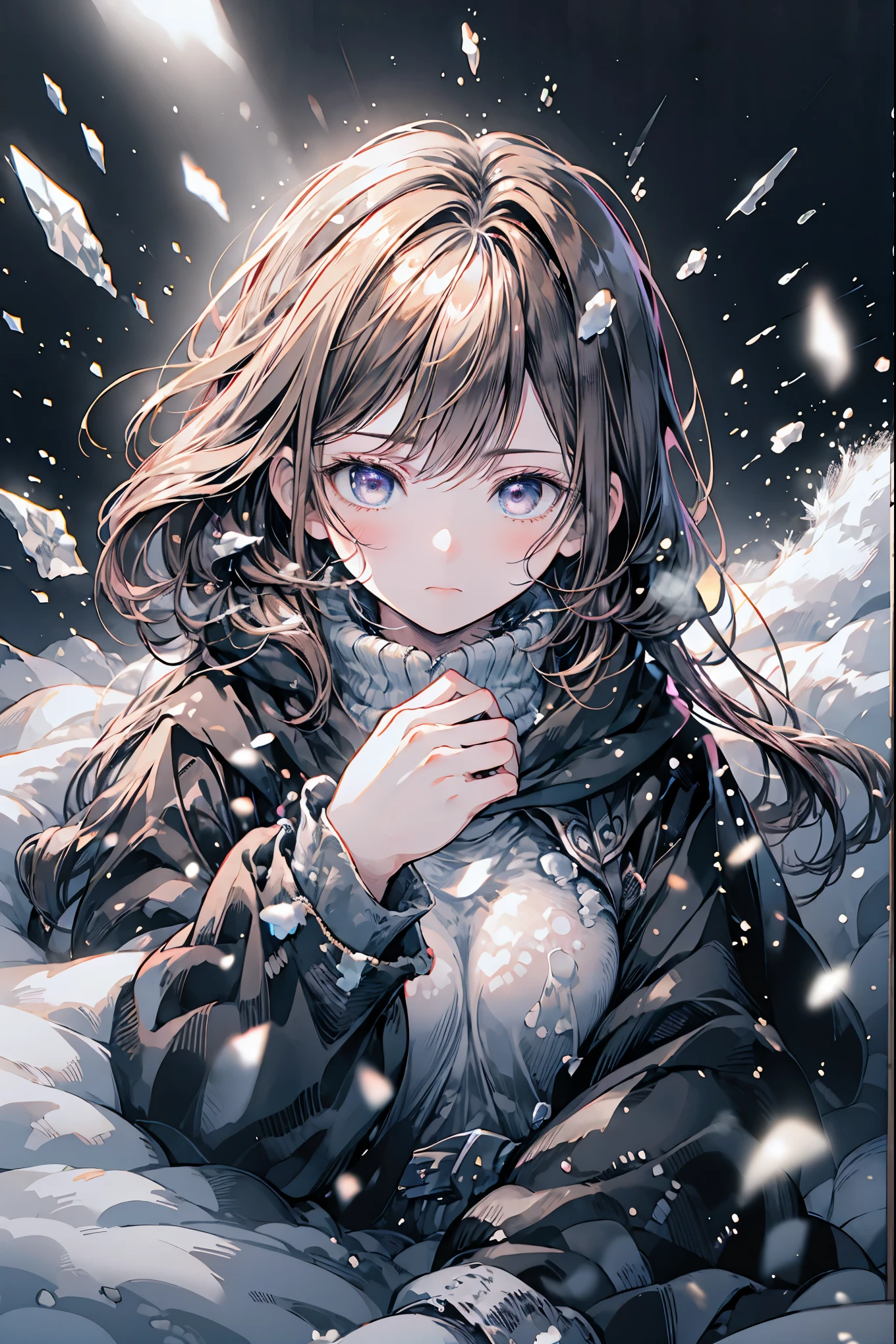 Frozen Beauty、A Gentle Gaze That Occasionally Peeks Under Her Ghostly Exterior masterpiece, Realistic, prayer,Joining hands in prayer,🙏,Beautiful Portrait, high resolution, Vivid Colors, Fine Texture, extreme detail depiction, Professional Shooting, bokeh, HDR, studio lighting, photorealistic expression, emotional expression, Frozen skin , Flowing Hair、Frozen Eyes、Transparent Underwear、Ice Background、in dark tones、mystical atmosphere