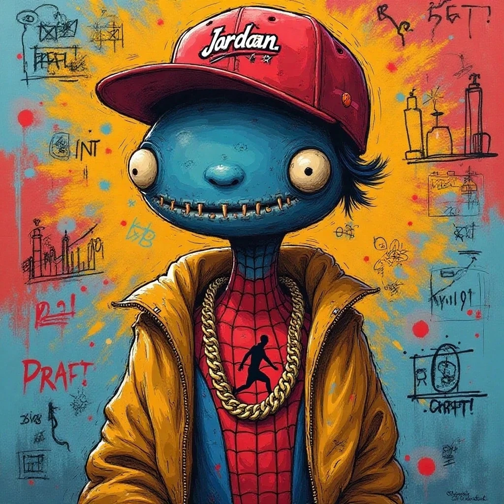 <lora:Skottie Young Style:1>Skottie Young Style - graffiti character in coloring book style