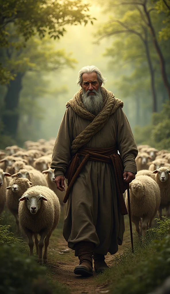 The shepherd leading his sheep tenderly: 