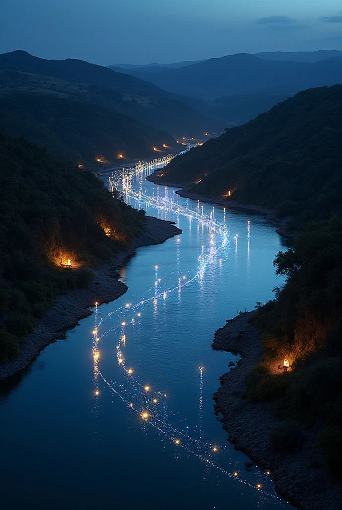 "raw photo, best, work of art, best Quality, high quality, extremely detailed, ((Calm river, crystal clear water and stars in the sky)), award-winning image, high detail, cinematic lighting, rendered, hyper-realistic, best quality , 8k,