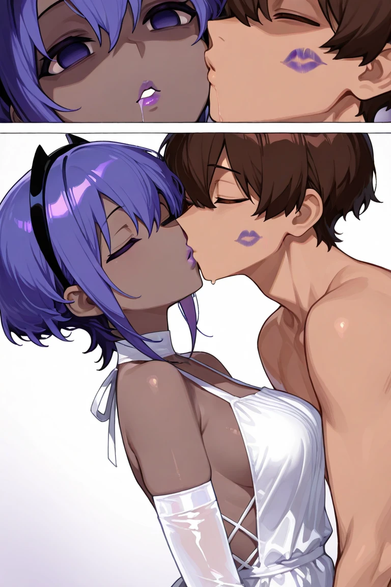 nsfw,1 male,Sweat,White Breath,Demon slayer,Shinobu Kocho,(Cleavage voyeur),Prone,room,((Big Breasts)),Side view,dorsal position,Ahegao,(Heart Eyes),((((Body-shaking depiction)))),(((Cum on ass))),Large areola