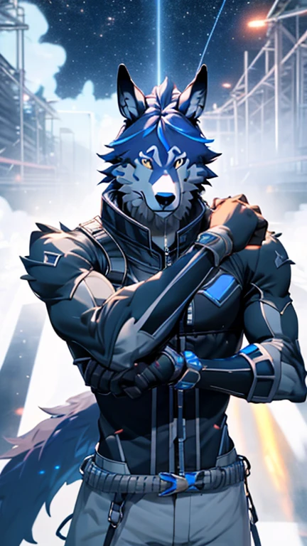 2d, masterpiece, best quality, 4k, 8k, ultra highres, raw photo in hdr, sharp focus, photo realism, real life like, detailed background, wolf anthro,(Freddy sit against a wall), (sunglasses, blue fur, gloves), vest, (big pink , abs), muscular male, in a night city, detailed background, hi res, (by null-ghost, by thebigslick, by darkgem, by honovy),
