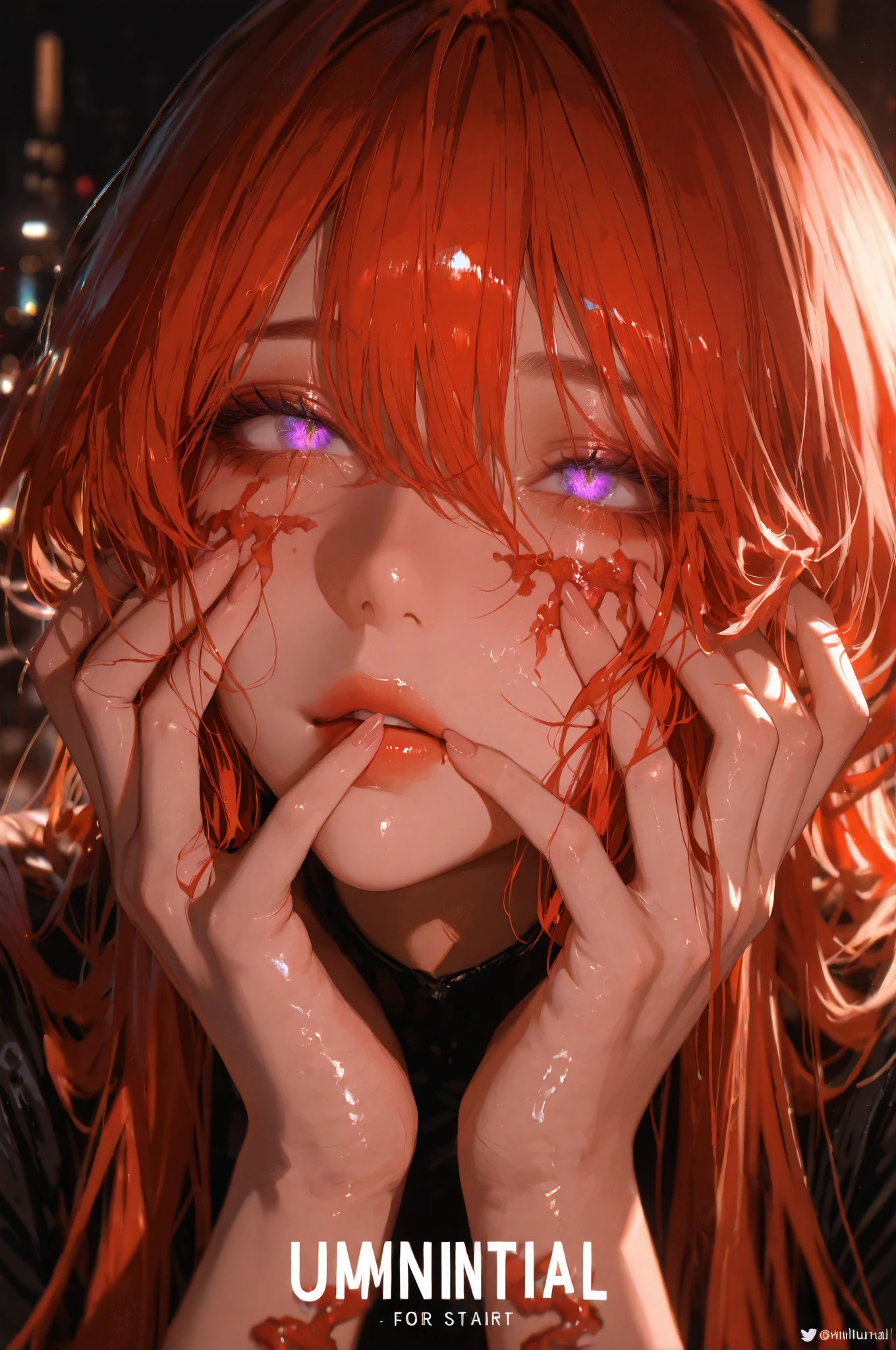 masterpiece, best quality, very aesthetic, absurdres, newest,animetoreal,soft light, delicate face, realistic,photorealistic,open_mouth,_gesture,FellatioGesture,heart-shaped eyes,upper body,,gasai_yuno(mirai_nikki), 1girl,  shadow on eyes, pink_hair, red_ribbon, ribbon, smile, yandere, yandere_trance,in a banquet