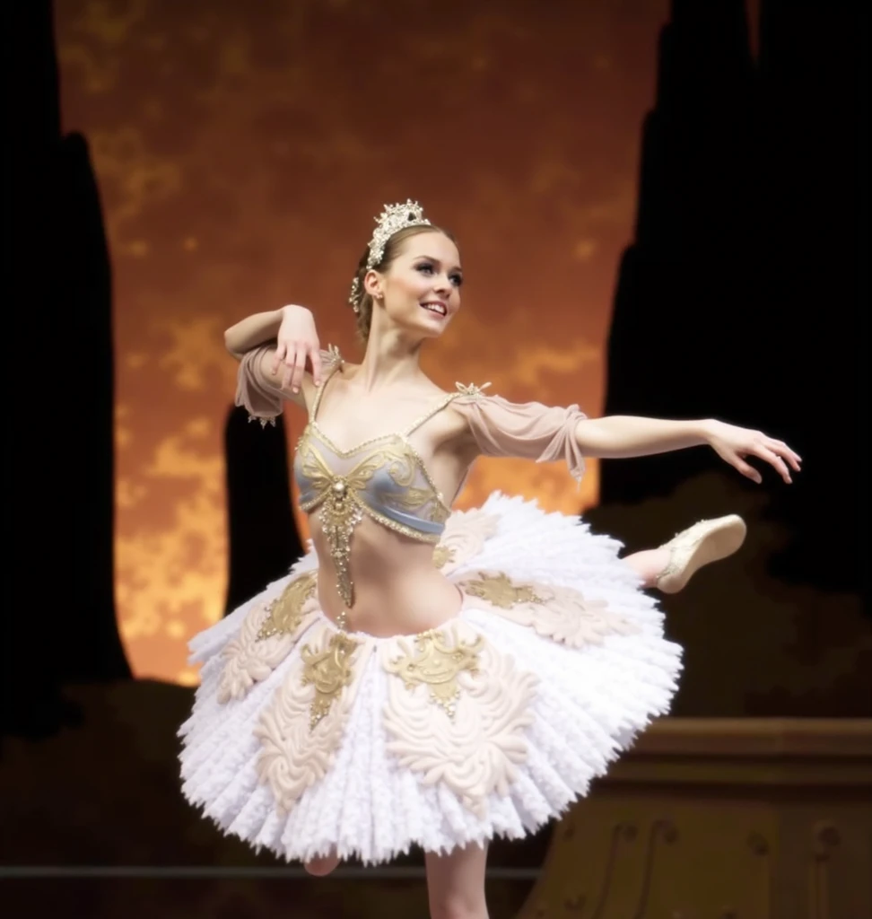 (best quality, ultra high res, CGI, official art:1.2), King Louis XIV, poised and dignified, (sumptuous royal attire:1.2), plumed hat, leading a grand ballet performance, (exquisite Palace of Versailles backdrop:1.4), 17th-century opulence, detailed HDR rendering, intricate ballroom, (elaborate chandeliers casting dramatic lighting:1.1), graceful dancers surrounding the king, vibrant costumes, flowing movements, intense emotion, cool colors, mid-action shot, capturing the majestic ambiance of the ballet.