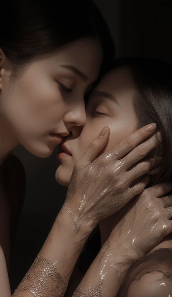 a  girl , being  by a man in , detailed , realistic skin textures, , intimate, sensual, moody lighting, cinematic composition, highly detailed, photorealistic, 8k, masterpiece