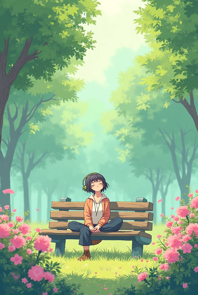 afternoon３hour,Under the shade of the trees,Sitting Girl,