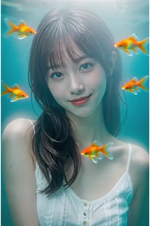 صورة جماعية لأسماك الذهب في الماء