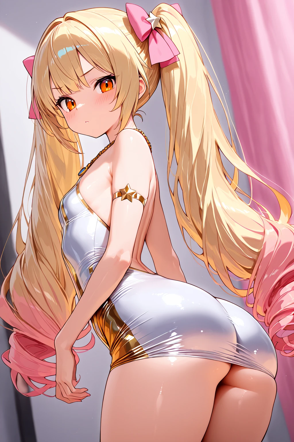 1 girl,Medium ?????,Tattoo,(Bunny girl:1.6),Gray Hair,Wrist cuff,Twin tails,(Bunny ears:1.3)
,Beautiful attention to detail(Detailed light:1.1025),(Shiny Hair:1.21551), (Glowing Skin:1.21551),
(Glare:1.35),Disgusted Eyes

(A little while ago:1.8),????????????,Thighs Thighs Thighs Thighs,(Shiny Hair:1.3),(Shorthand),(Wet),(Oil),Beautiful and fine details,Upper eyelashes,(Expressionless:1.1025), (Hollow Eyes,Clear Face,Close:1.15763), Drop your eyes,(eyelash:1.1), (Lower eyelashes,Bottom Rush:1.0025),(View your viewers:1.5)

(Blonde girl:1.3401), Earrings, choker, Back Focus,(Grab your ???:1.3),(:1.3),White skin,(:1.3),