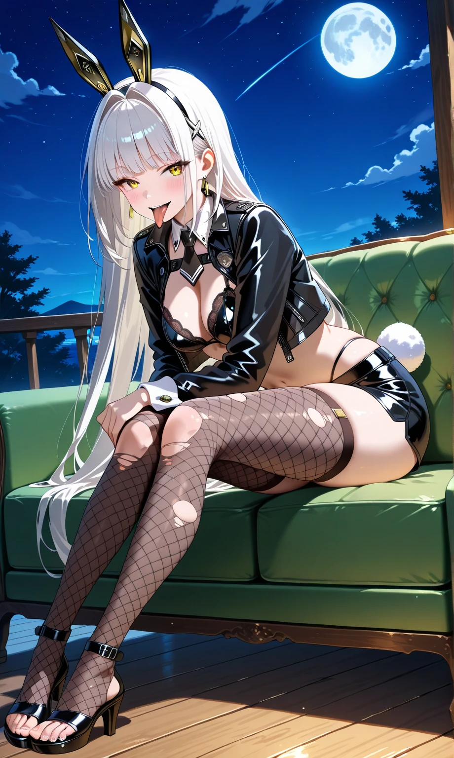 1 girl, small nose, very beautiful detailed face and eyes, bright colors, cute face, delicate beautiful face, Bright magenta eyes, cute eyes, sparkling eyes, Big eyes, (big breasts:1.3), (perky chest:1.1), (pointed chest:1.0), (cake magazine cover:1.3)，highest quality, WorKs of masters, High resolution,BlacK color hair，shiny hair, side ponytail,hair between eyes,bangs, (black jacket, real clothes, cleavage, black skirts, black thighhighs, thigh strap, fingerless gloves, single glove:1.2) , spread legs, panties shot, medium hips, glamorous body, white skin, smile, thin pubric hair, super beautiful face, Super beautiful eyes, Super beautiful hair，trendy outfit，sexy and attractive,full body esbian, Real World, Natural light,perfect Natural light,(with sparkling eyes and a contagious smile), This masterpiece is not only visually stunning but also tells, make of cake cooking , in the kitchen, open mouth, looking at viewer, 