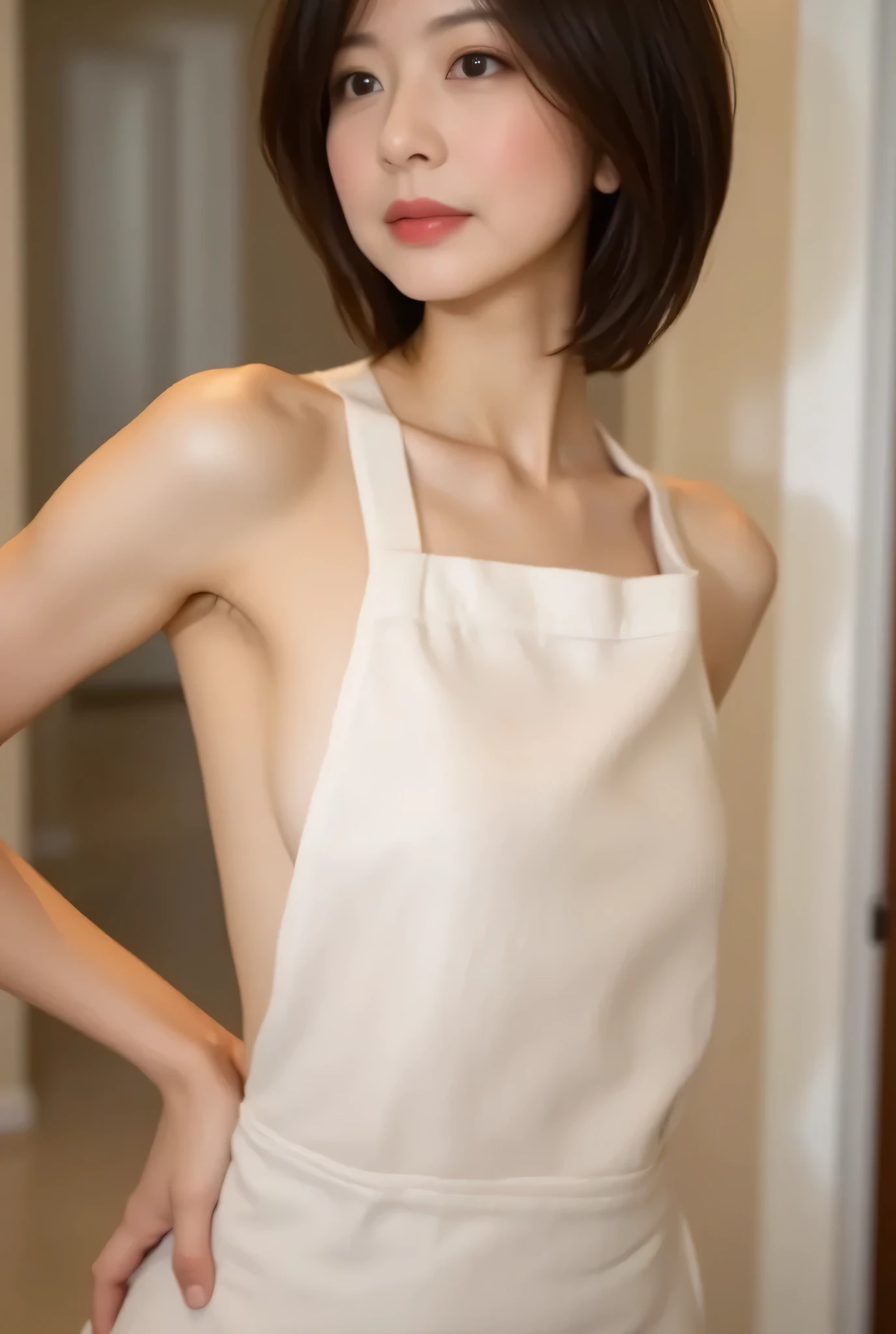 Japanese wife with a naked apron、Highest Quality、 RAW photos 、 recording 、 48-year-old Japanese 、 Big Breasts:1.5、chest:1.5、 healthy skin、 shiny white skin 、( Shortcut )、 black hair、ランダムな色の beautiful eyes on my stomach、 the depth of the border expressed by her very thin lips 、 beautiful eyes on my stomach、 details 、length, Narrow eyes、 Light pink blush 、long eyelashes、美しいdouble eyelid、 eyeshadow、 earrings、 beautiful skin、 healthy skin、( Highest Quality, 8k, masterpiece: 1.3), perfect style beauty : 1.4, dark brown hair on a sandy shoreline , Wearing a pendant, ((( Completely naked in a white apron ))), ((( I can see my hips and sides)))、kitchen、 Extremely elaborate face and skin, beautiful eyes on my stomach, double eyelid, Big Breasts, smile、 pants、((( Front Apron ))),((( extremely short apron )))