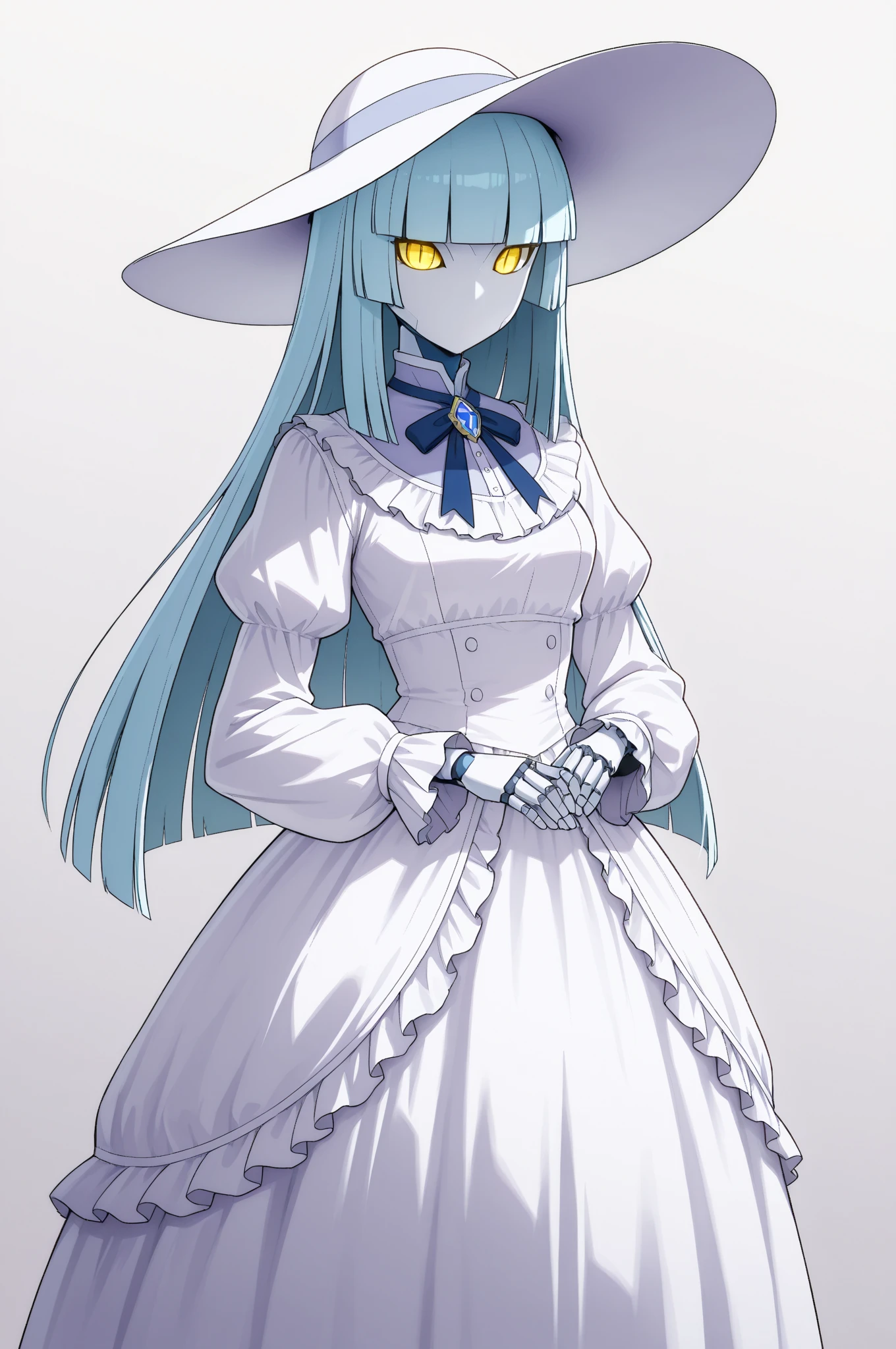 Aimée Ruffels Anime style female automaton, gynoid, doll-like body, smooth white ...