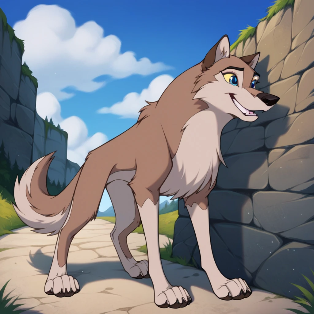 hakurou (ginga), turquoise nose, scars on face, black markings around eyes, male, masculine, feral:1.1, quadruped, full body, (muscular forelegs, muscular neck, muscular shoulders, muscular hindlegs, muscular feral):1.2, pectorals, paws, detailed, high quality, best resolution, solo, posing, tail, by rossciaco, by taran fiddler, by virtyalfobo, by marjani, by echin:0.5, cel shaded, proud, majestic, open mouth, stern eyes, looking at viewer, sitting