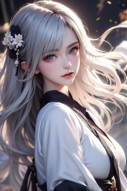 garota estilo anime com cabelos longos e flores no cabelo, waifu de anime fofo em um lindo vestido, linda garota de anime, arte digital detalhada fofa, lindo retrato de anime, guweiz no pixiv artstation, obras de arte no estilo de guweiz, guweiz no artstation pixiv, arte digital detalhada de anime, estilo anime 4k