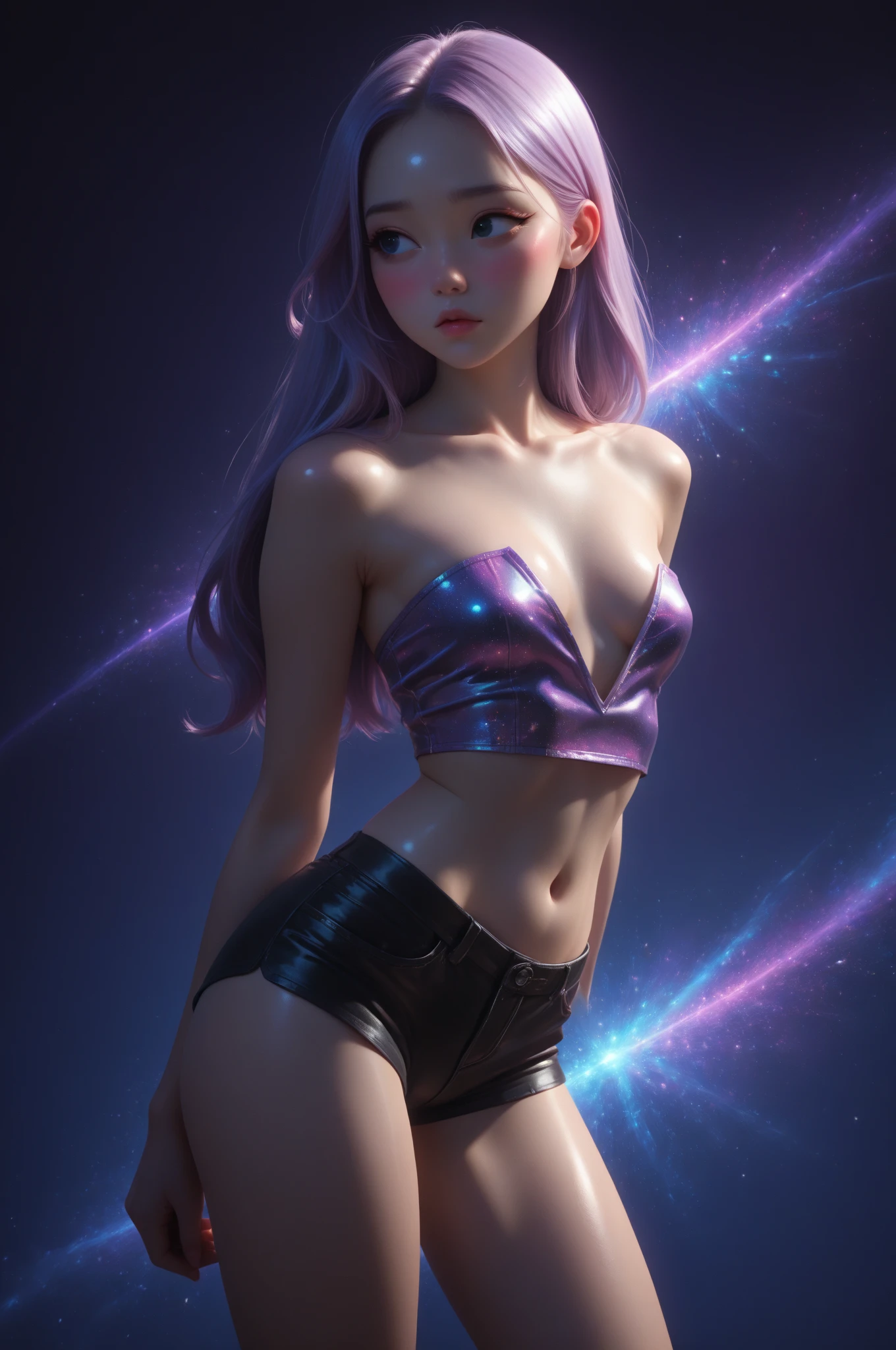 Romanticism, UHD, attractive, ethereal, attractive, very sexy, (full body) ,standing in various sexy poses, girl, teenager, beautiful, flawless, endless long extra long wavy multi colored dyed hair, blown in the wind, floating around her body, detailed facial features, realistic perfect eyes, perfect pupils, delicate lips, skinny body, tight big breasts,nice abs, nice legs, nice butts, wearing an elegant deep cleavaged white transparent silk lace dress and (soft liquid rainbow smoke neon lightrays floating around her body), in the background galactical nebula mist and fractal neon antimatter finish, sharp focus, studio photo,fashion photography, intricate details, highly detailed,