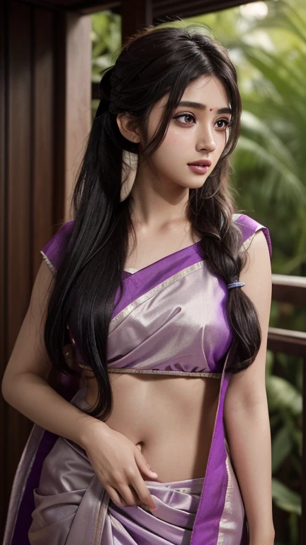 Katara, 1girl, fantasy, highres,  looking_away, looking_to_the_side,  original, realistic,   scenery,  Close-up, upper_body, smiling, action pose,on_bed,