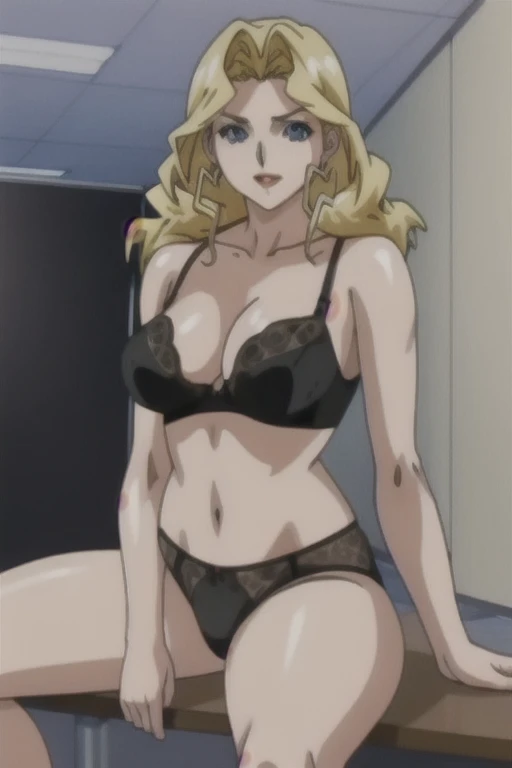 masterpiece, best quality, highres, 2girl kaori saeki, black micro ??????, micro denim shorts, black off shoulder crop top, black lace choker, classroom, full body shot, (smug:0.3), looking at viewer, focus solo, ???? pose, mature, flip flops, detailed feet, busty, cleavage, blonde, long hair, red eyes, dangling shoe, seducing, sandals, in besexy legs, perfect feet, perfect eyes, ????, seductive, sucking finger, dancing, bellydancer, ?????, nasty, sultry, slutty, 